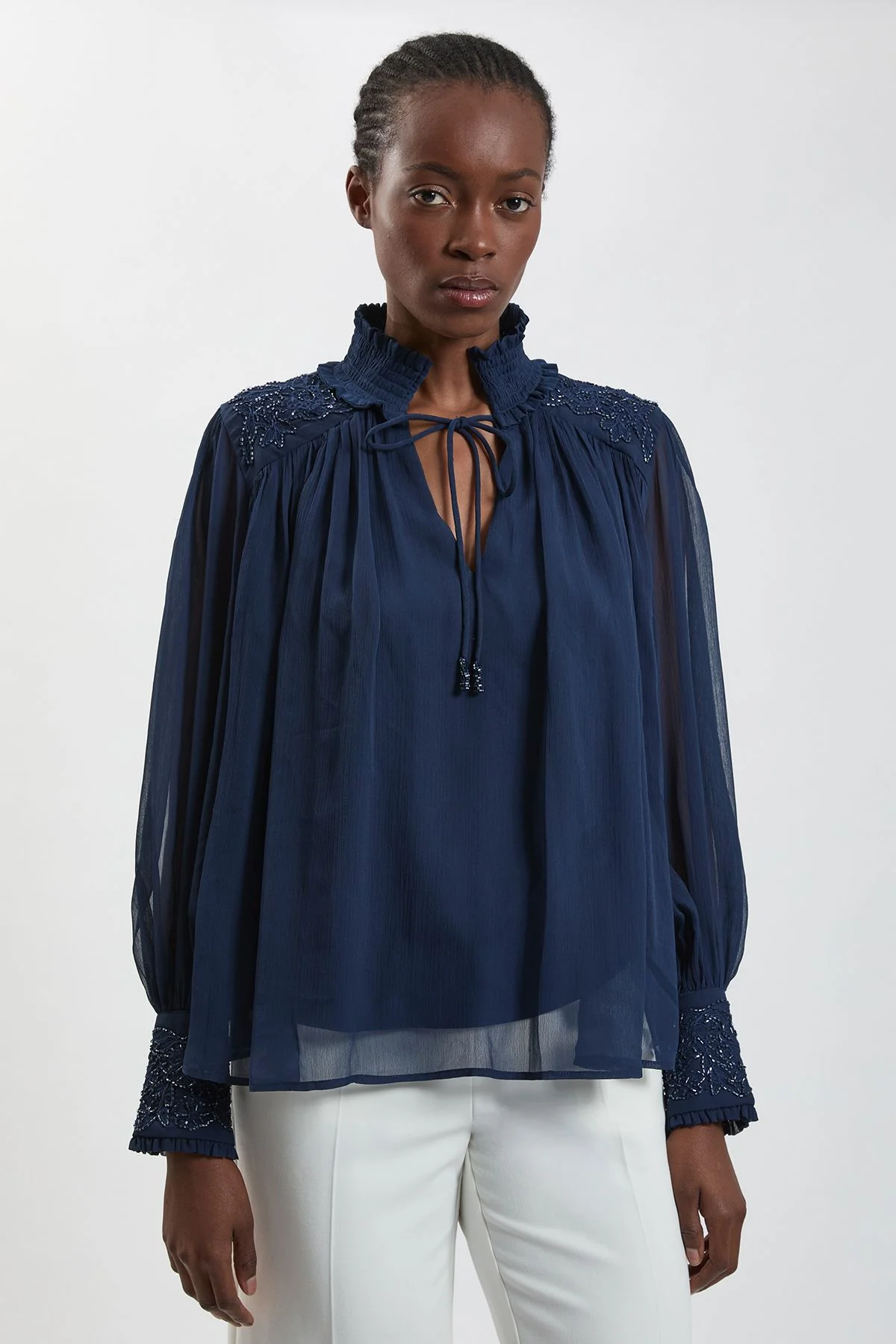 Hand Embellished Georgette Blouse - 1