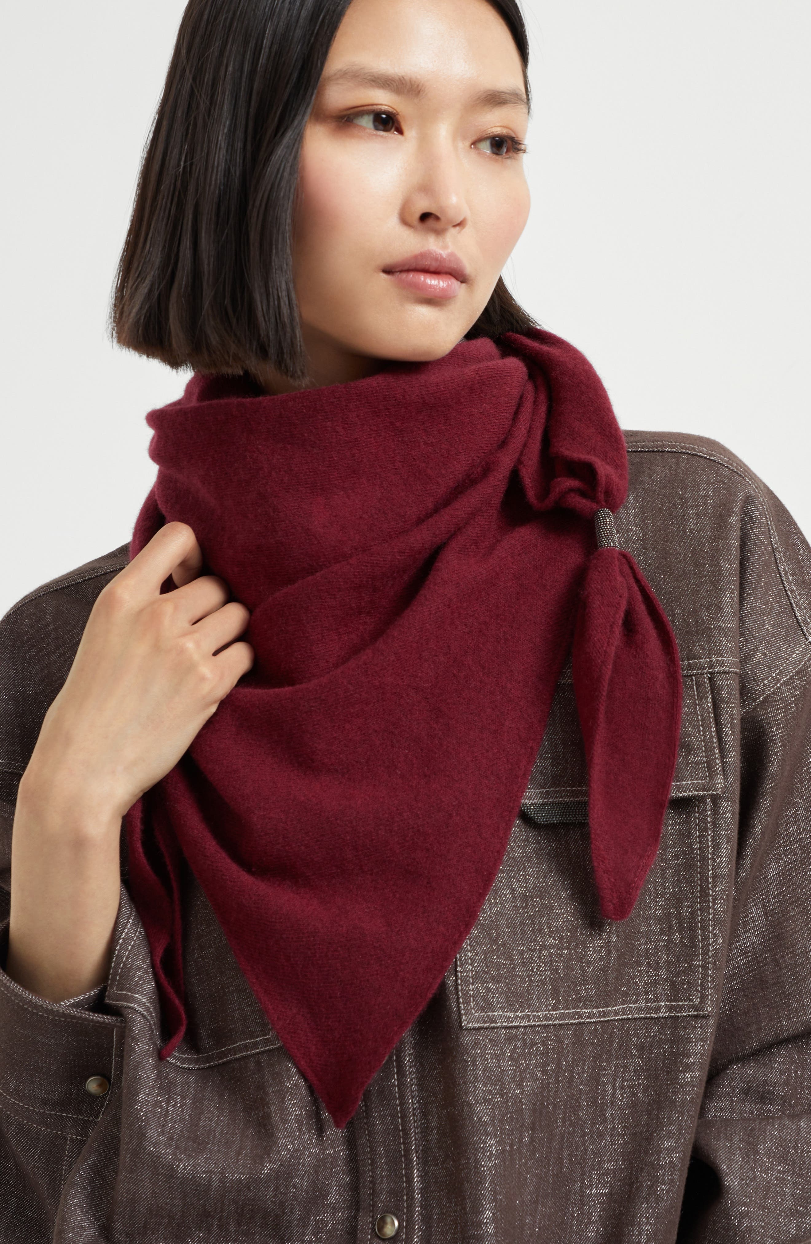 Brunello Cucinelli Scarf with monili in Amaranth at Nordstrom - 4
