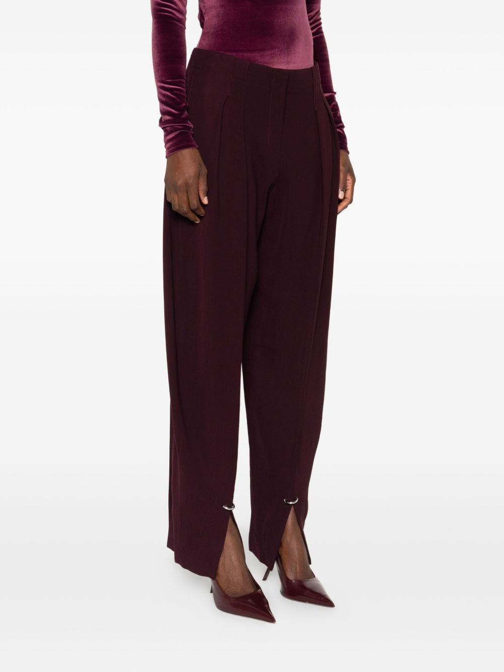 pleated split-hem trousers - 3