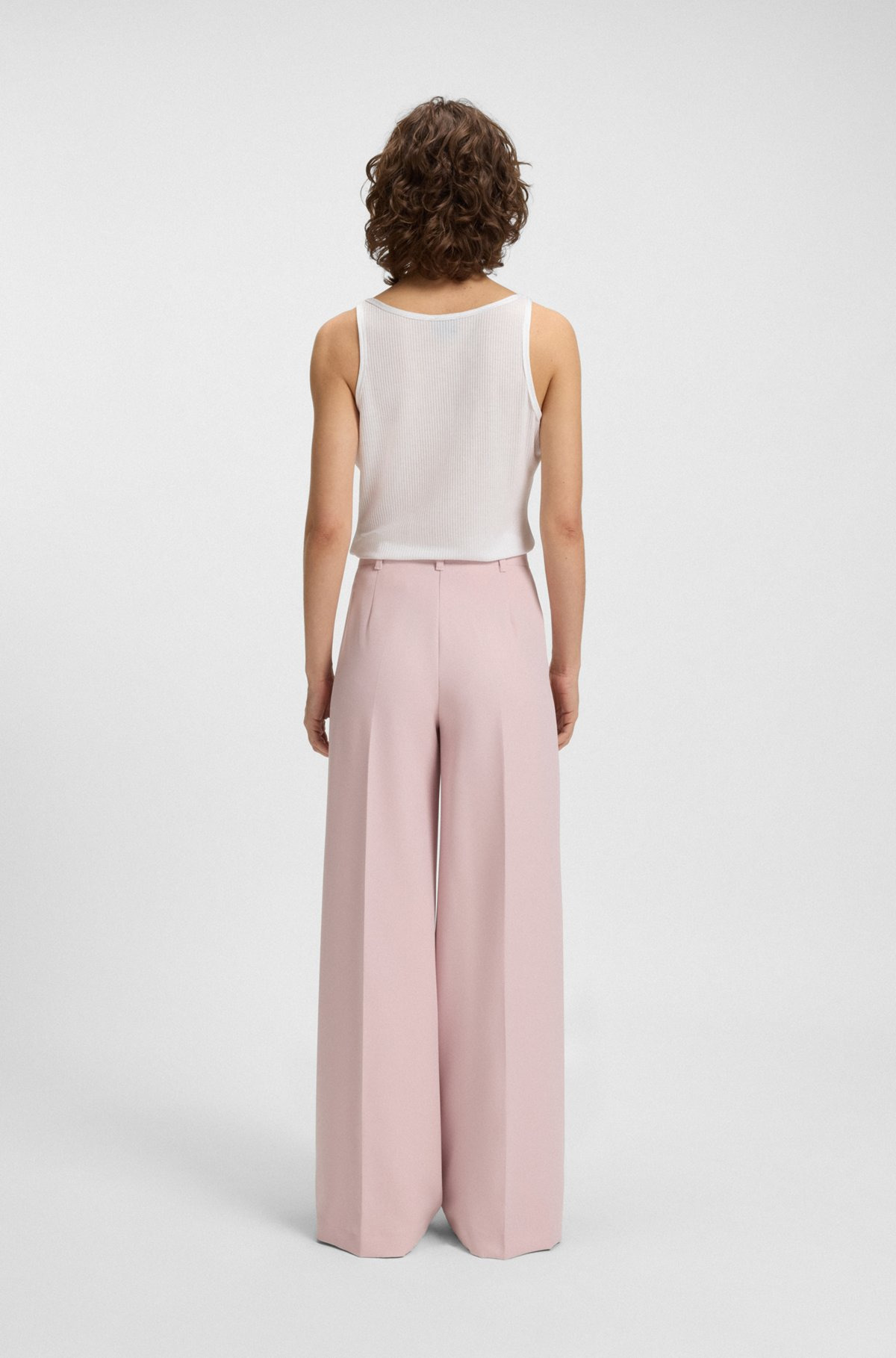 REGULAR-FIT WIDE-LEG PANTS IN STRETCH FABRIC - 4