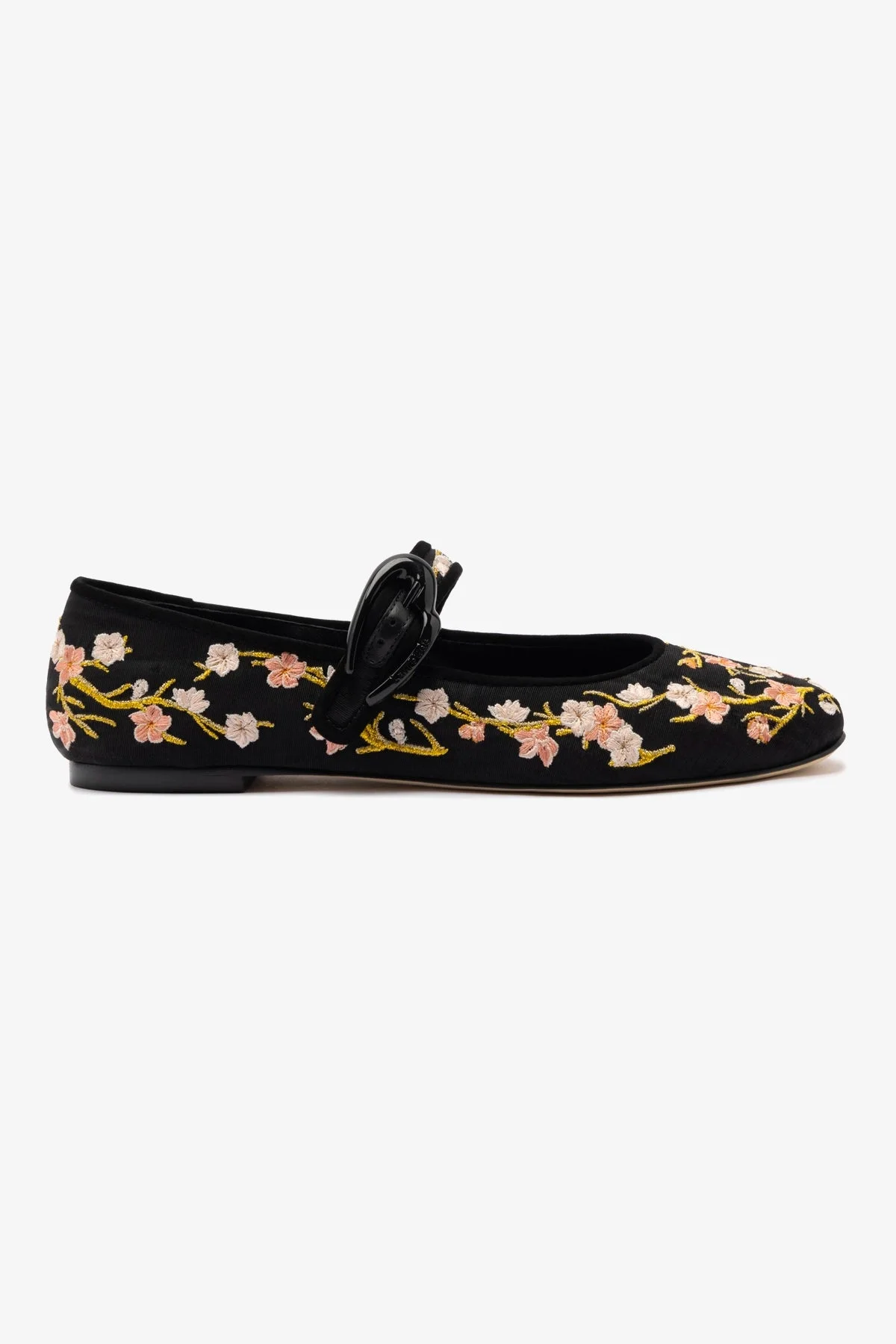 Verona Ballet Flat In Black Sakura Printed Fabric - 1