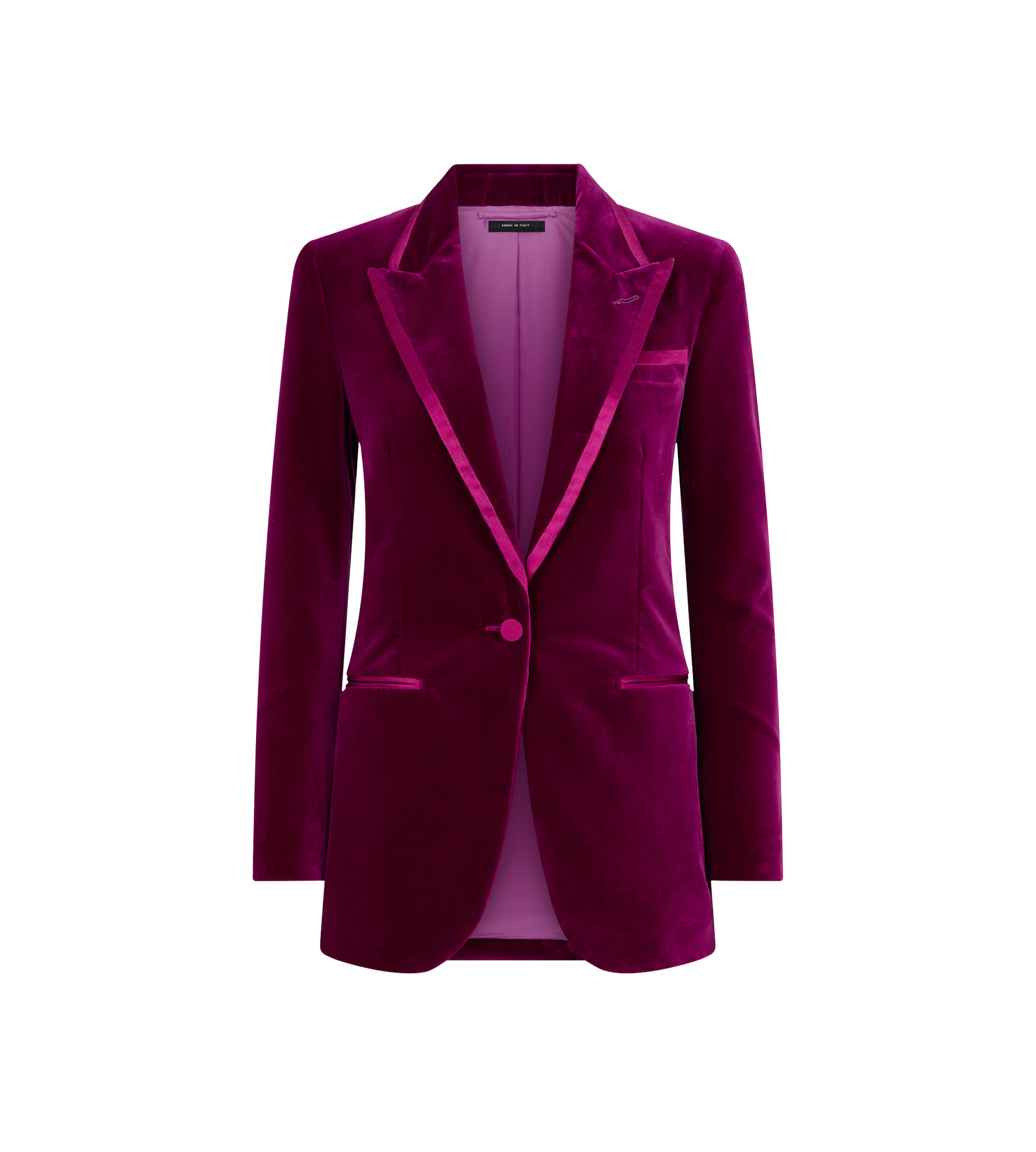 COTTON VELVET "WALLIS" SINGLE BREASTED TUXEDO JACKET - 1