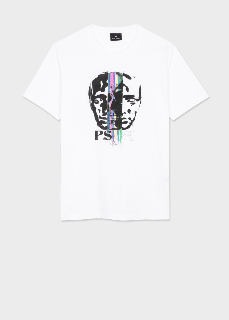 White 'Opposite Faces' Print T-Shirt 1