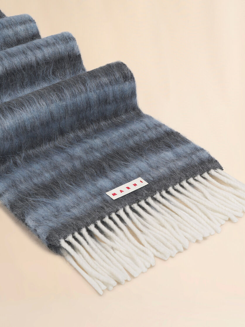 BLUE WOOL AND MOHAIR SCARF WITH STRIPED PATTERN - 3