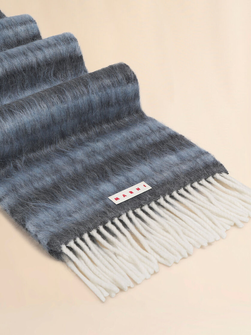 BLUE WOOL AND MOHAIR SCARF WITH STRIPED PATTERN 3