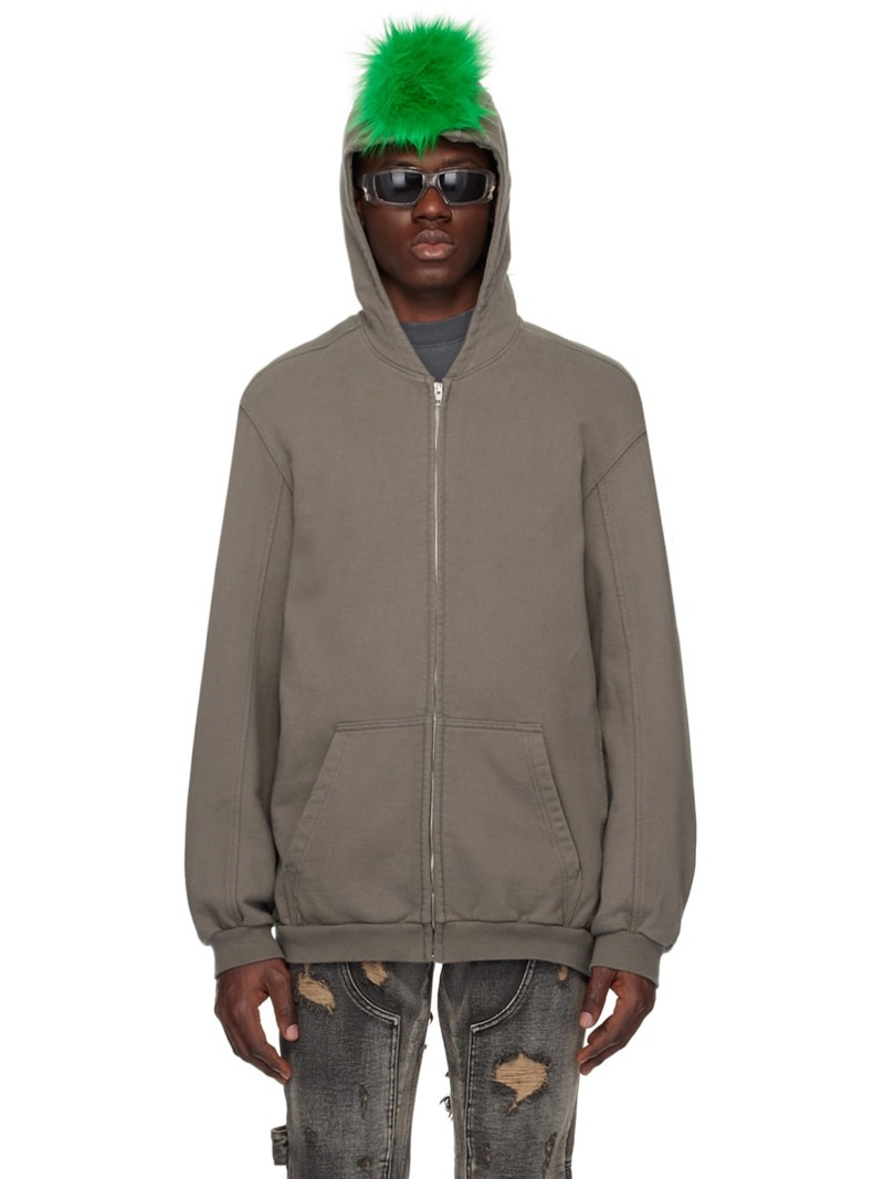 Gray Zip-Up Faux-Fur Hoodie 1