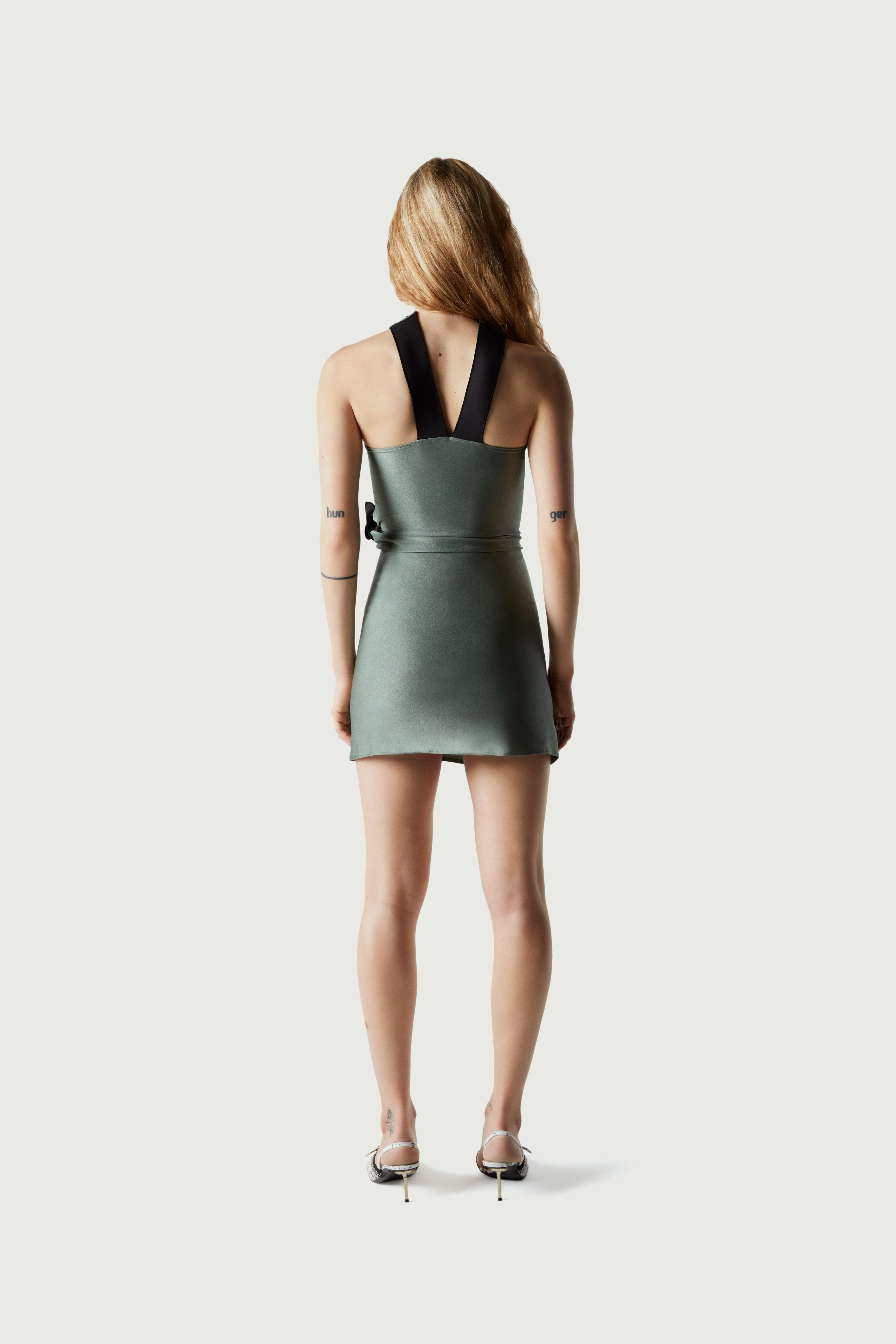 Crossover flower mini dress - 4