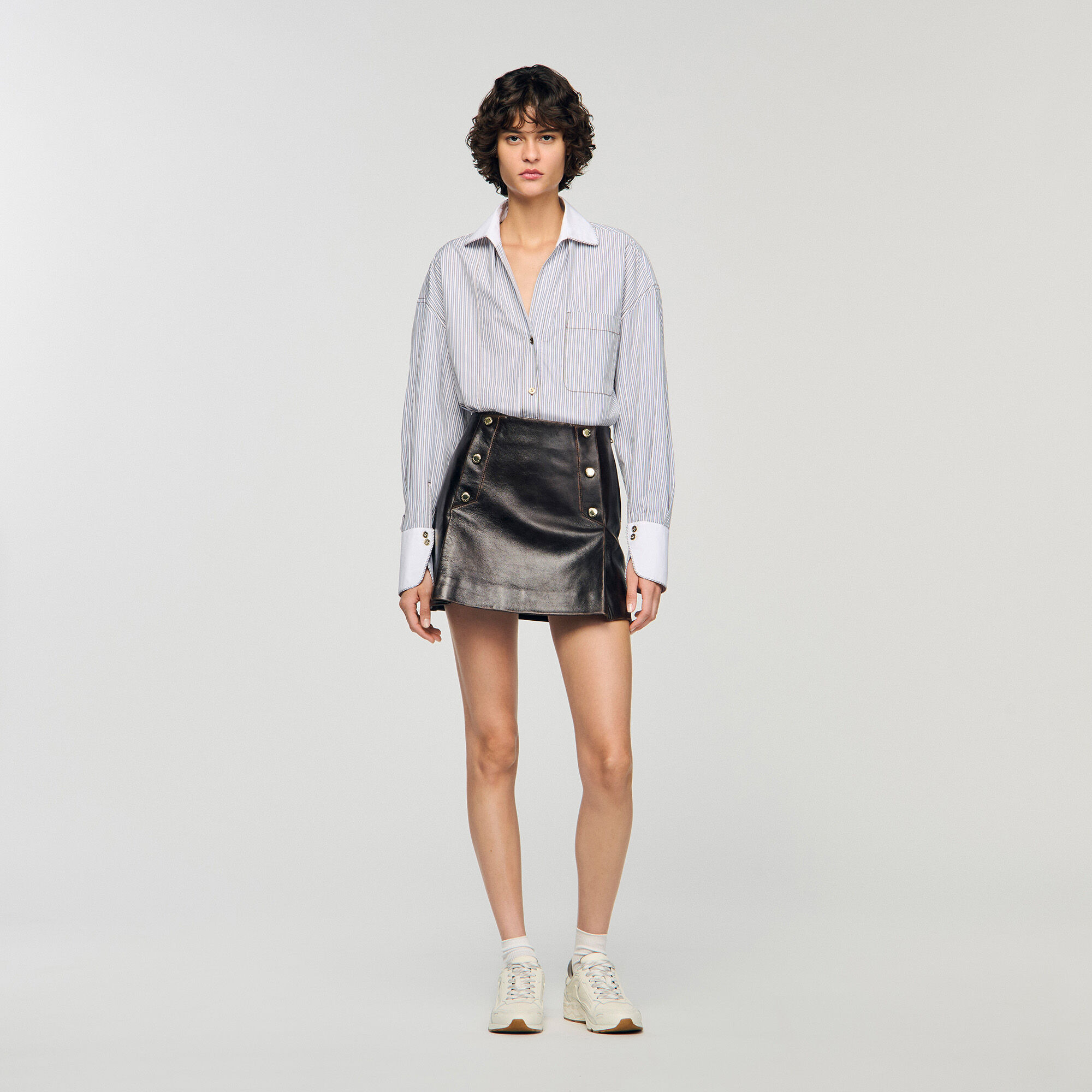 MINI AGED LEATHER SKIRT - 2