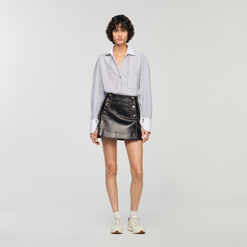 Sandro MINI AGED LEATHER SKIRT outlook