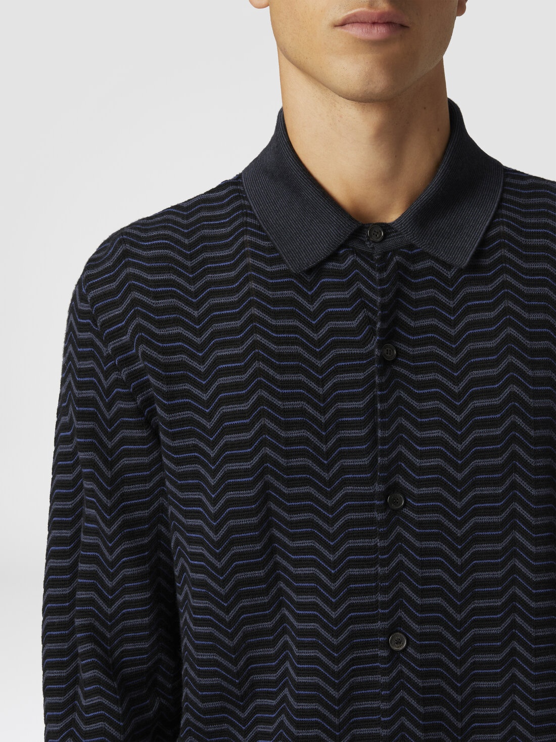 Wool and viscose knit shirt with waves - 5