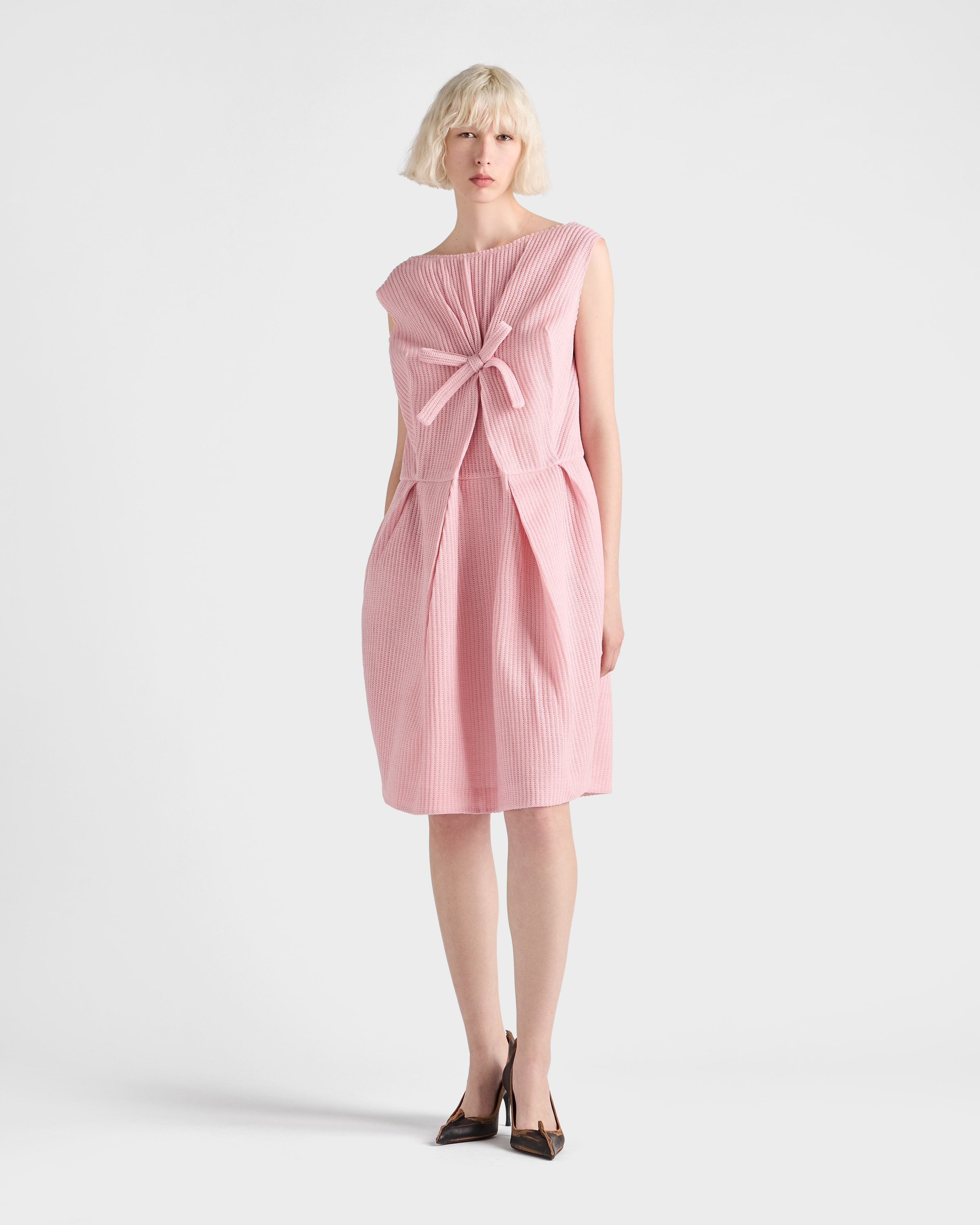 Wool knit dress with bow - 2