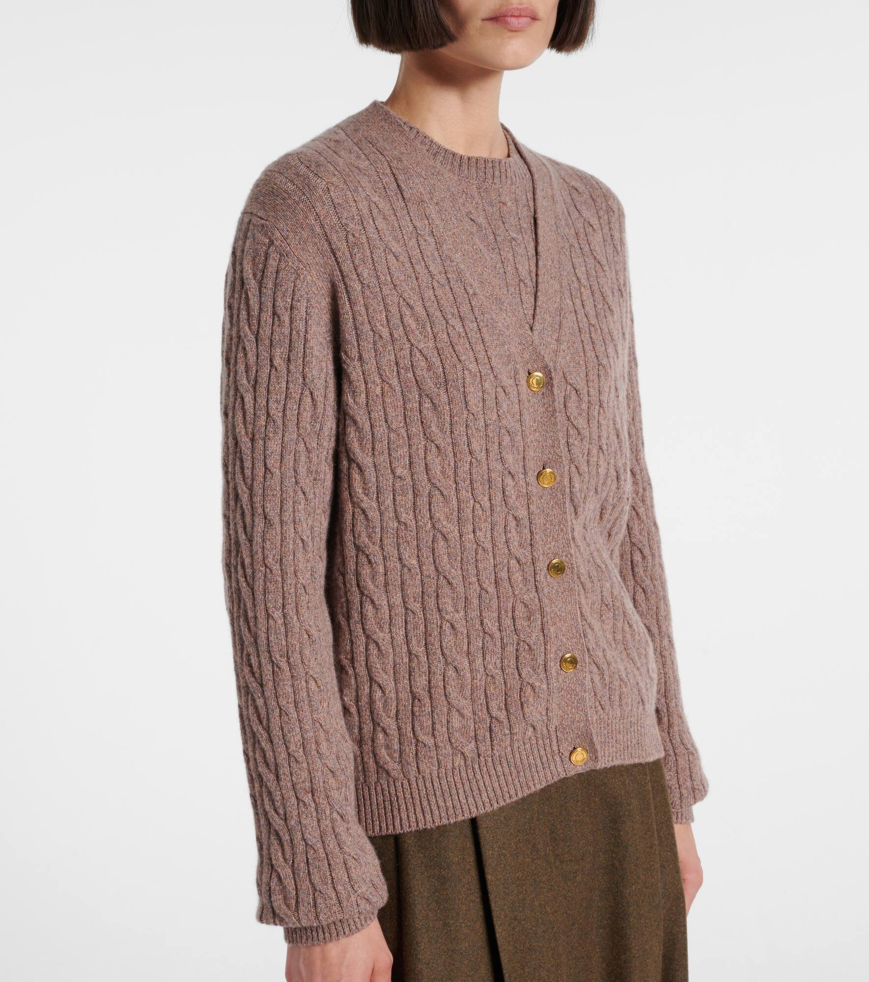 Treccia cable-knit cashmere cardigan - 6