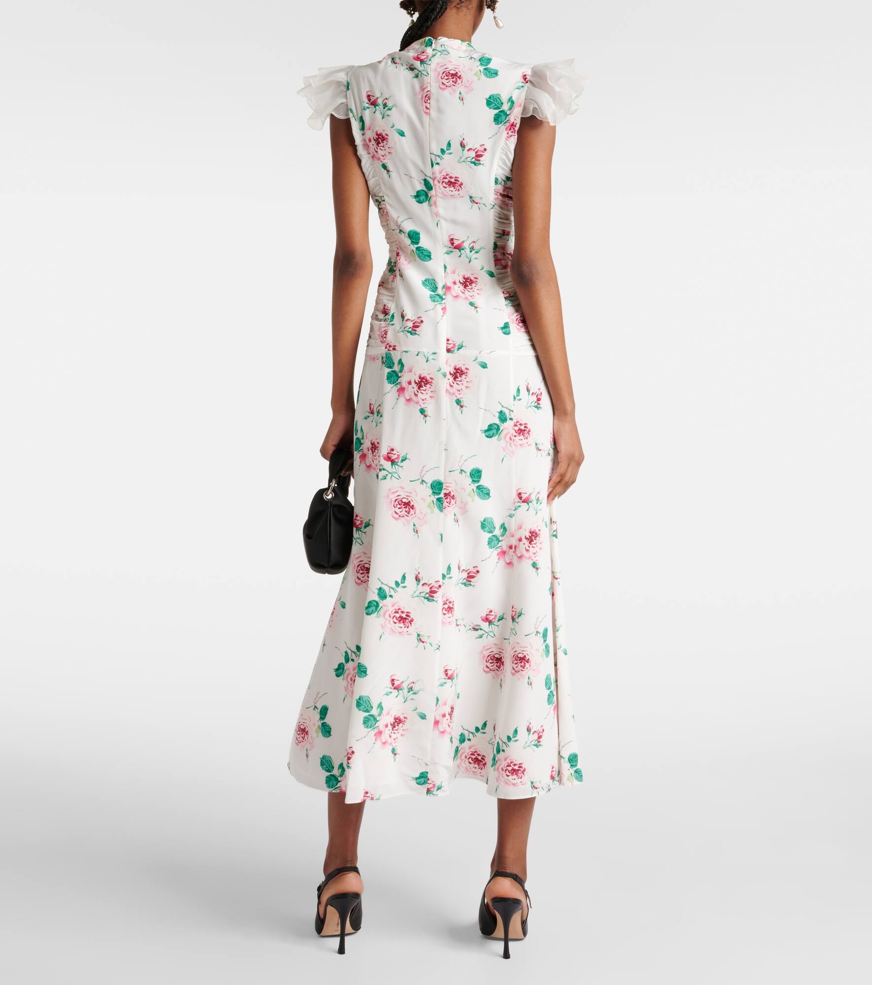 Floral silk midi dress - 3