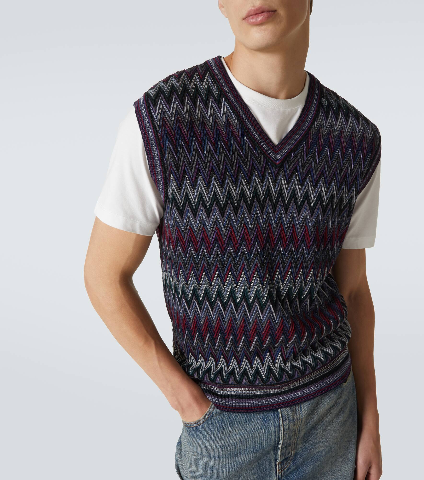Zigzag wool sweater vest - 5