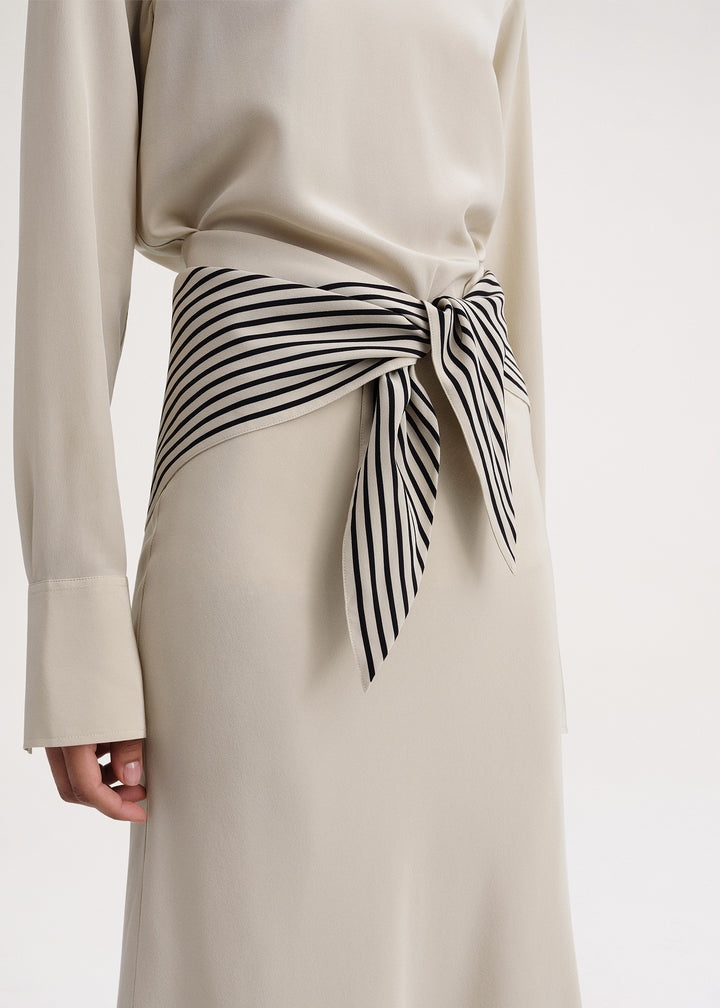 Stripe scarf silk maxi skirt sand - 6