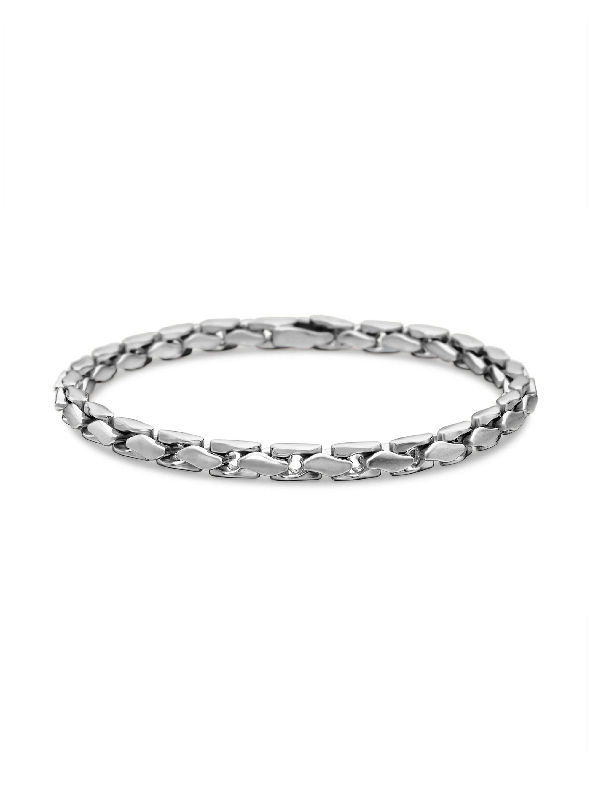 Men's Fluted Chain Bracelet in Sterling Silver, 5mm - Silver - 1