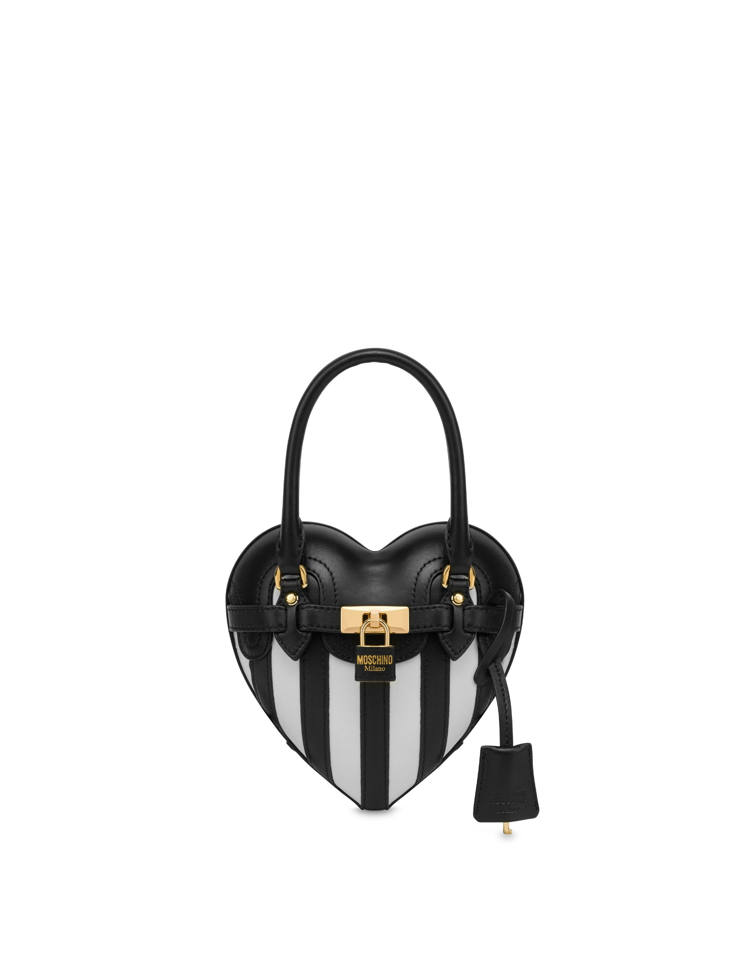 MOSCHINO HEARTBEAT STRIPED CALFSKIN BAG - 1