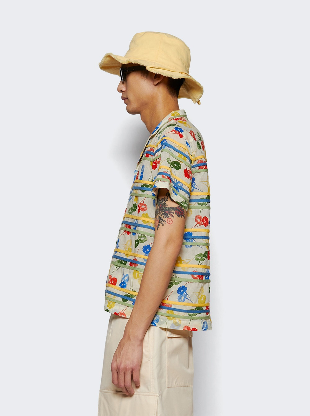 Flower Stamp Short Sleeve Shirt Multicolor - 4