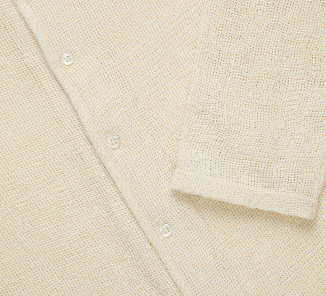 Loop Collar Shirt - Ecru Mesh - 4