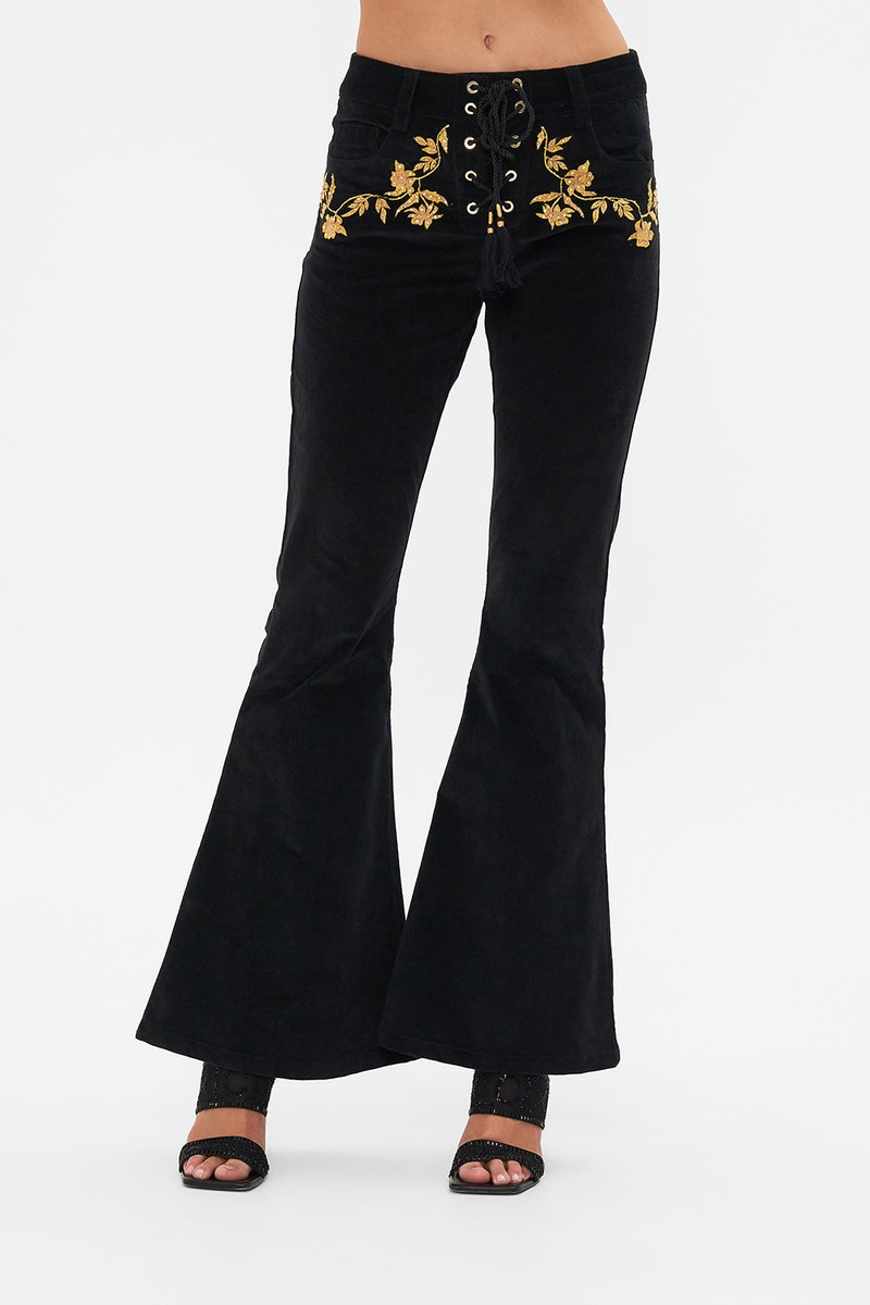 EYELET FRONT PANT - BLACK 5