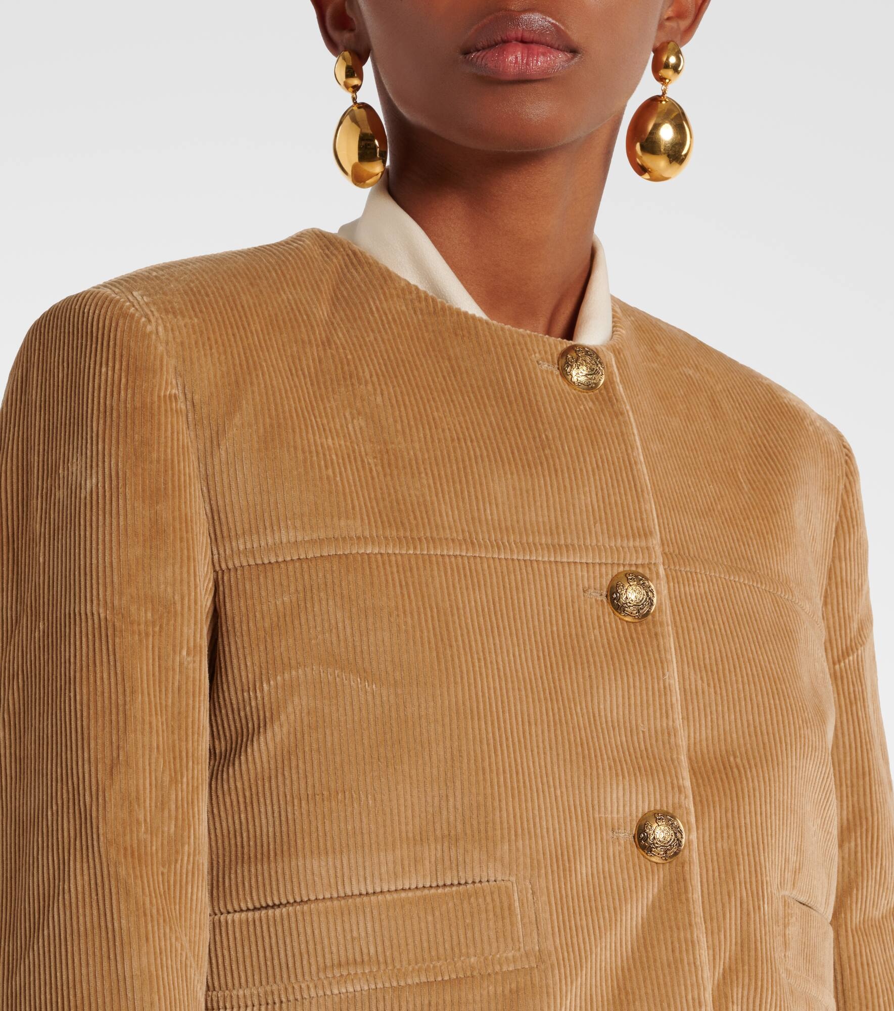 Pia cropped cotton corduroy jacket - 5