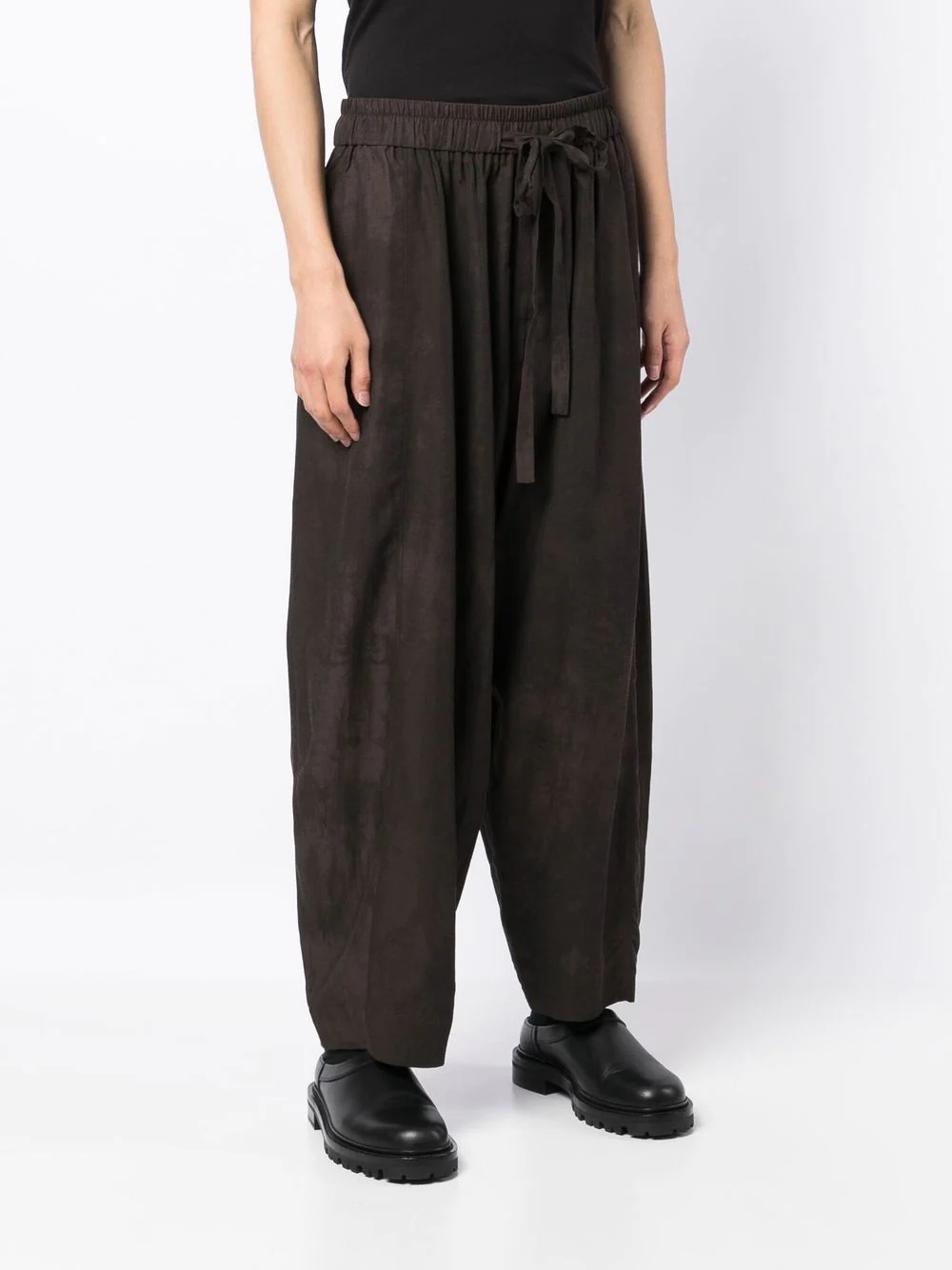 drawstring-waist tapered trousers - 3