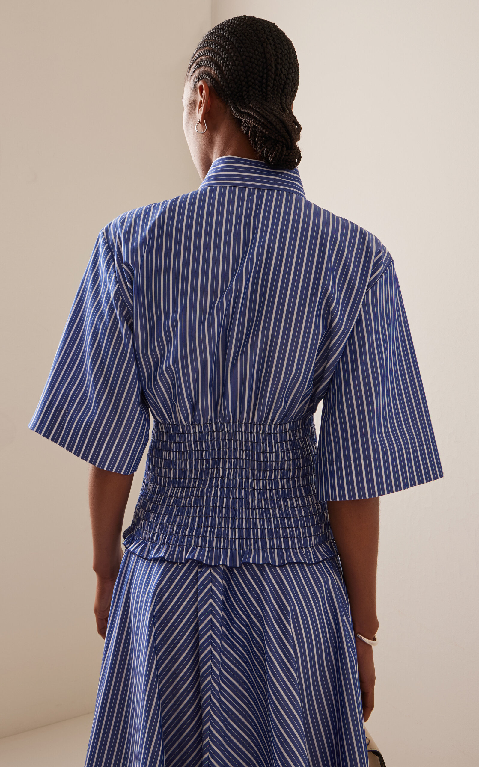 The Harte Smocked Pima Cotton Shirt stripe - 4