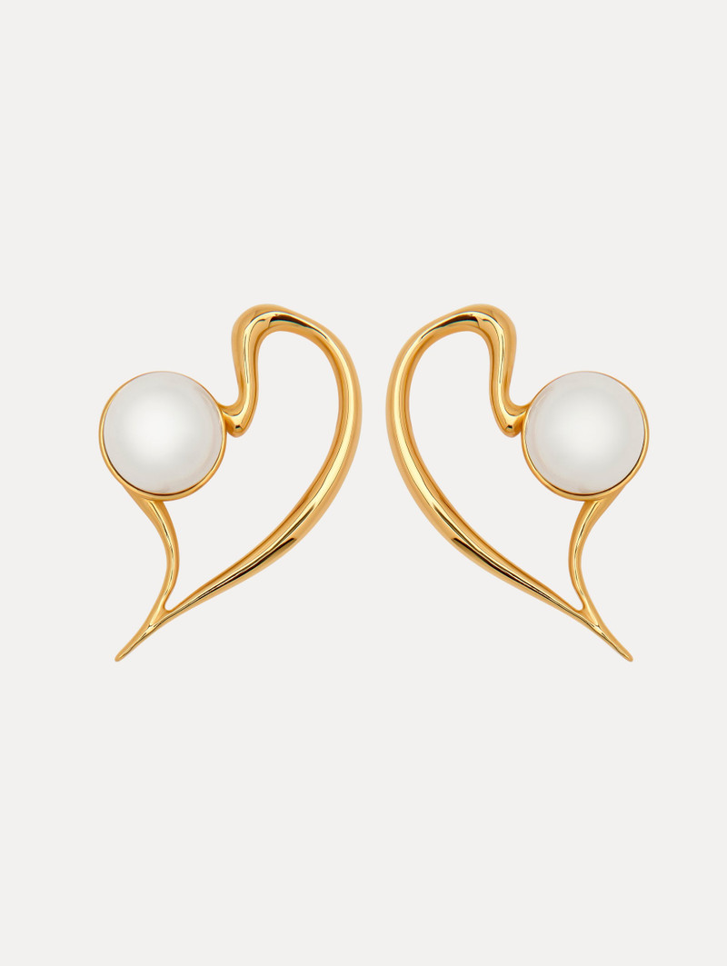 SMALL PEARL HEART EARRINGS - 1