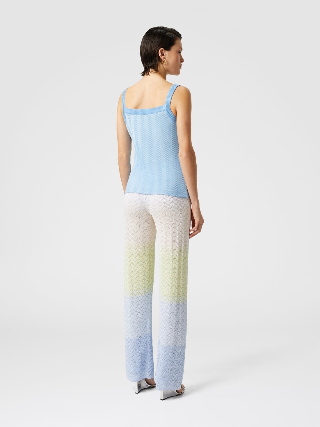 Straight trousers in gradient chevron viscose - 3