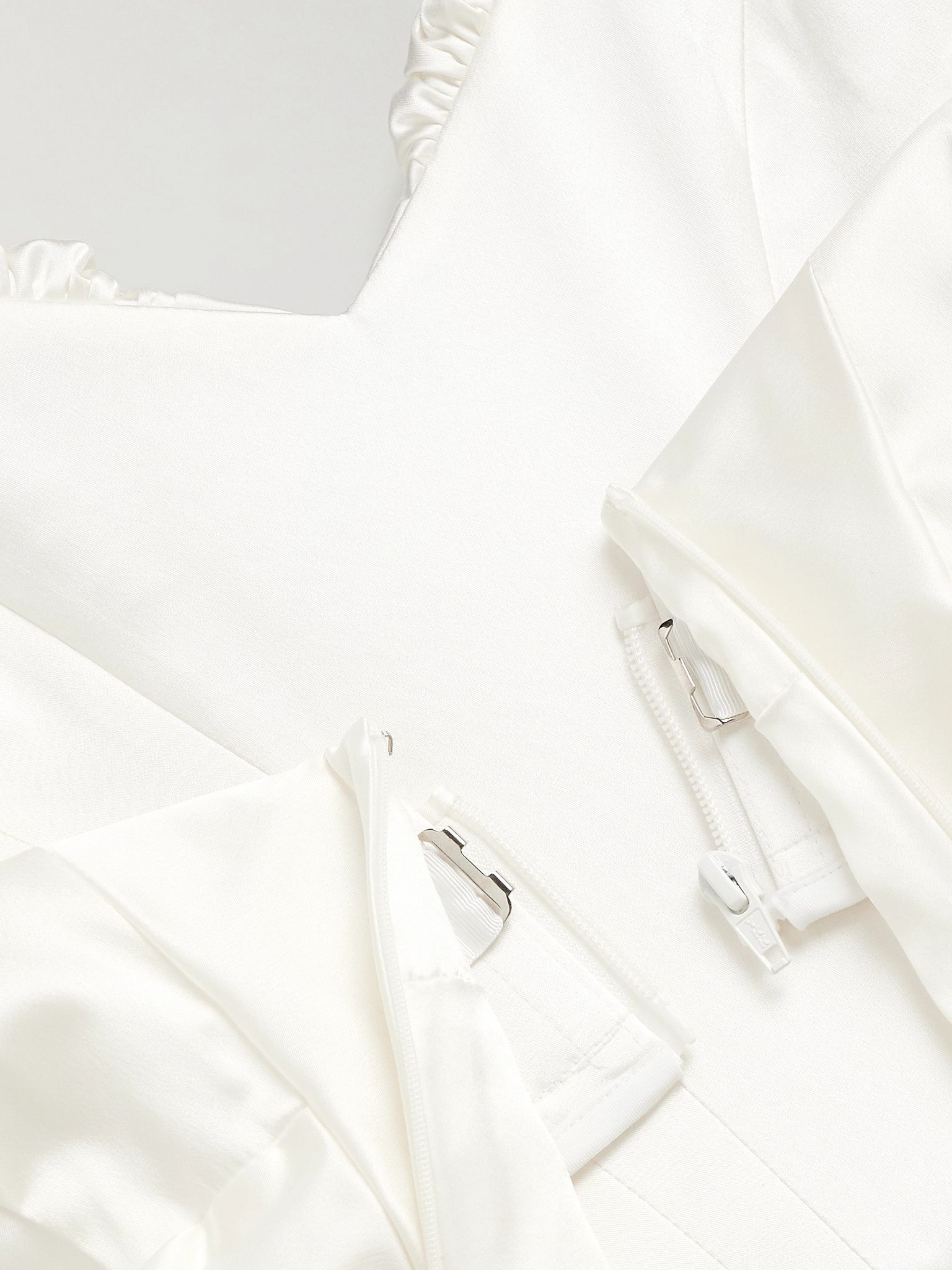 Raven strapless gathered satin bustier top Ivory - 6