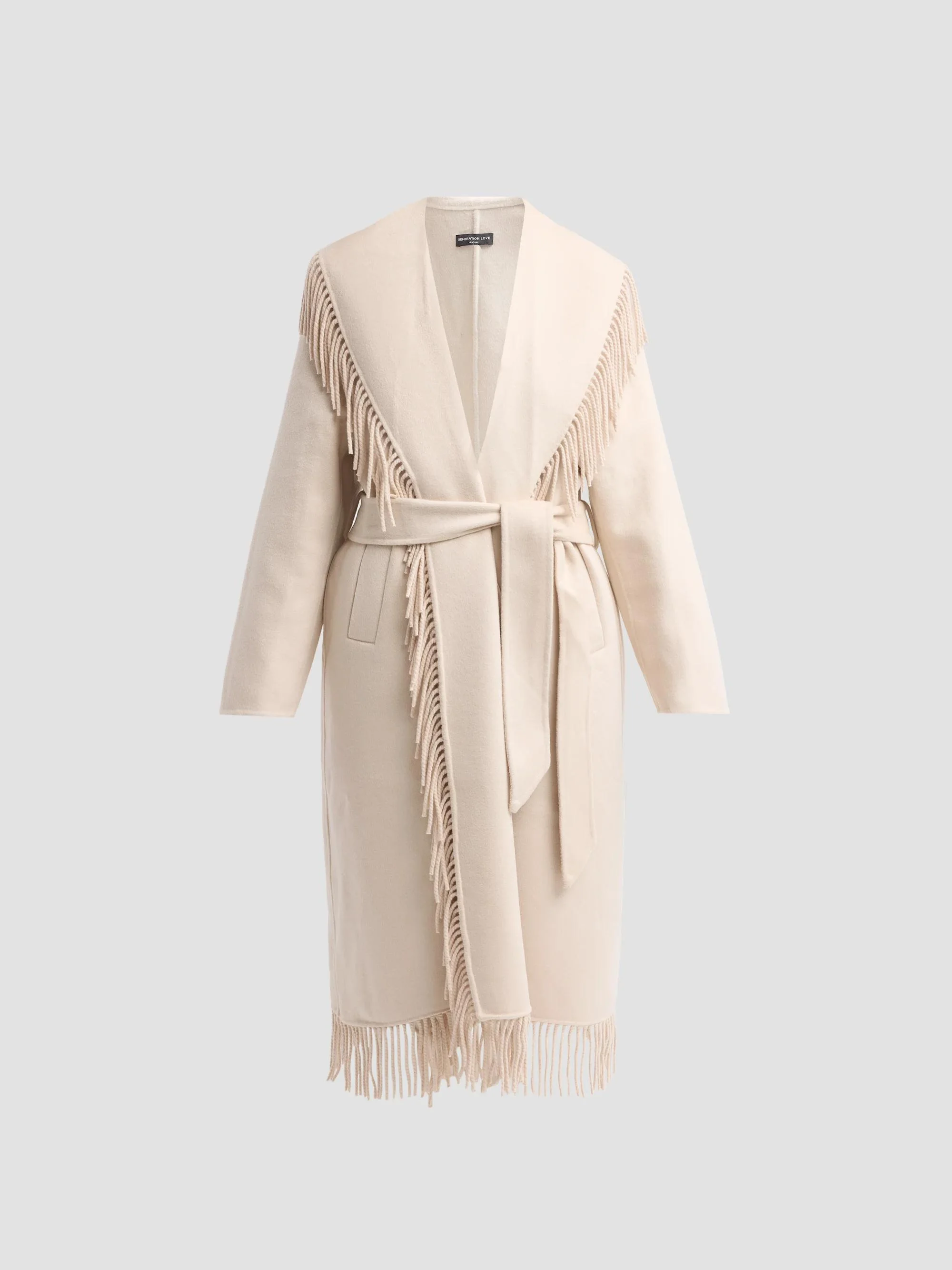 Women's Jenny Wool-Blend Fringe Coat - Soft Beige - 1