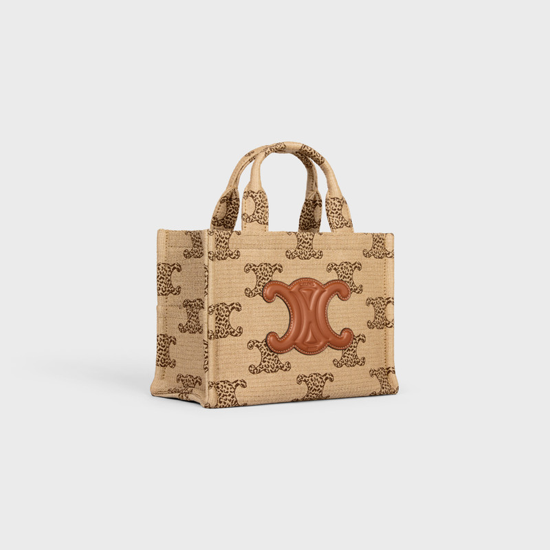 CELINE small cabas thais in RAFFIA EFFECT TEXTILE WITH LEOPARD TRIOMPHE outlook