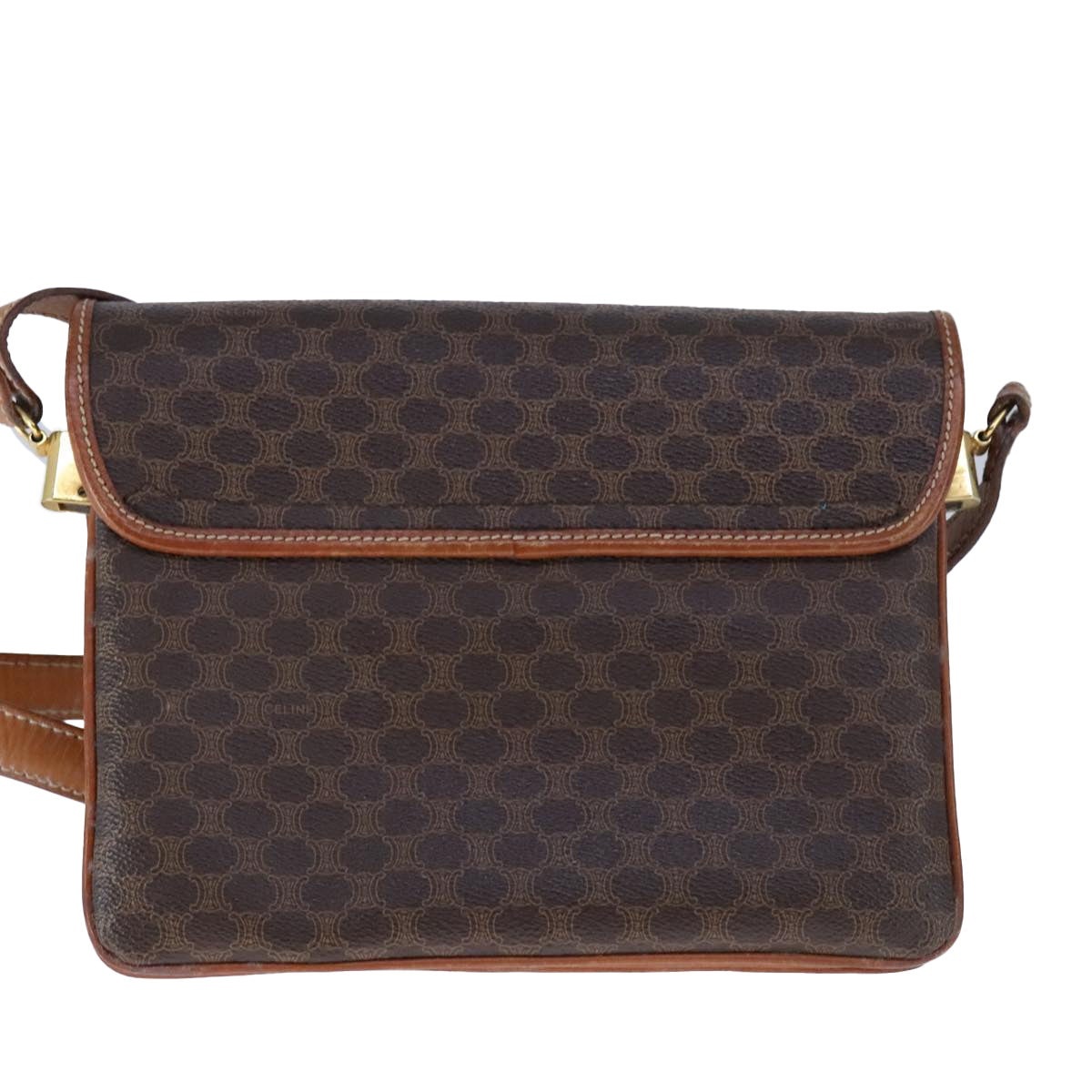 CELINE Macadam Canvas Shoulder Bag Pvc Leather Brown - 3