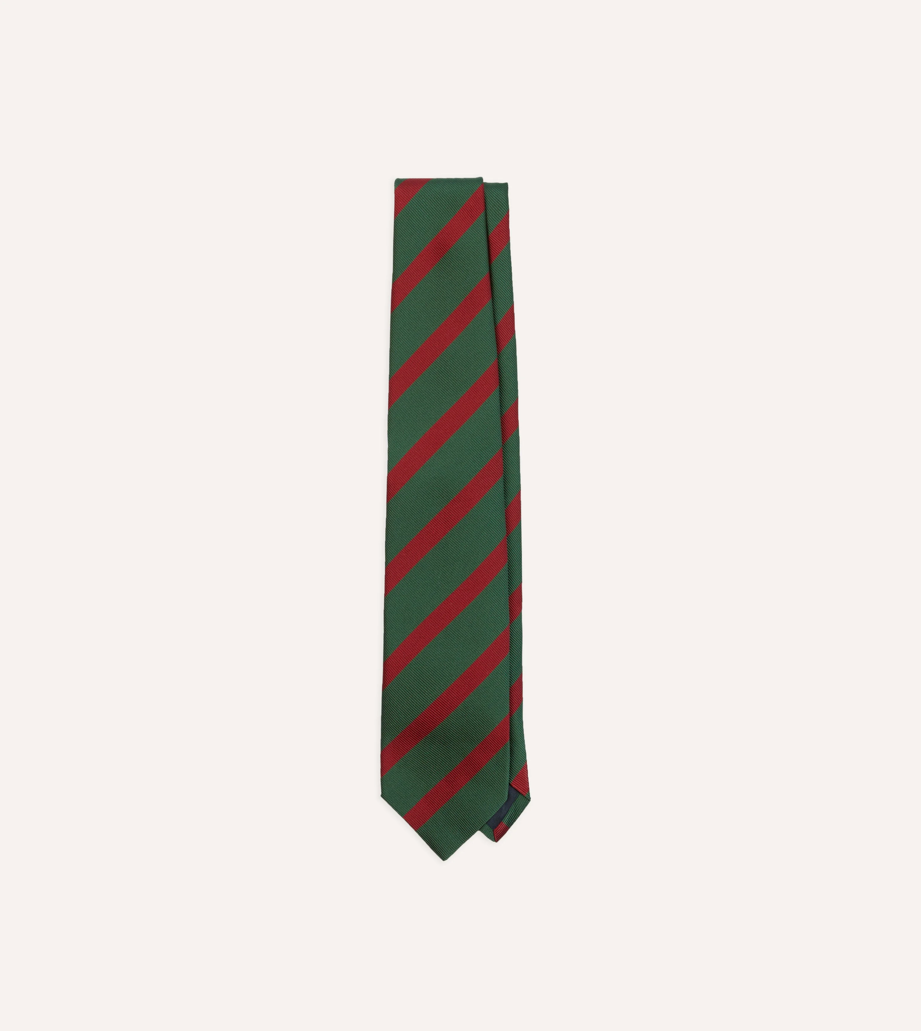 Green and Red Dual Stripe Mogador Silk Tipped Tie - 1