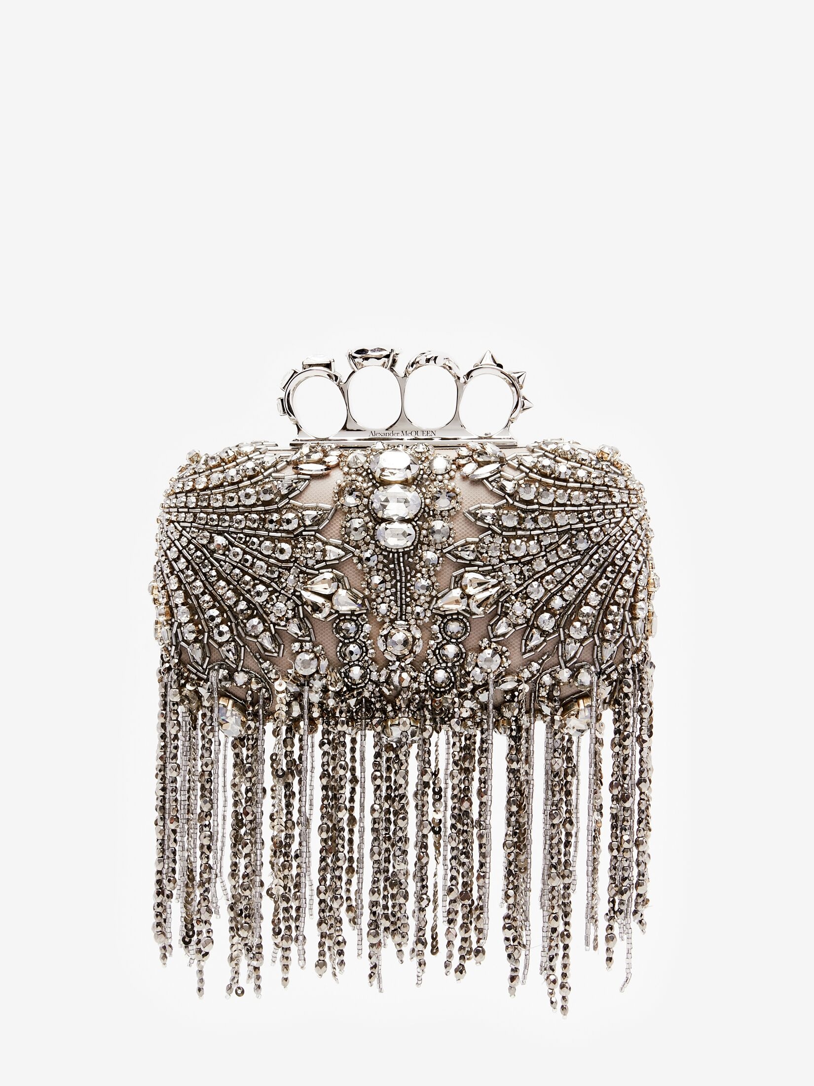 Women's Exploded Victorian Jewel Knuckle Clutch in Silver - 1