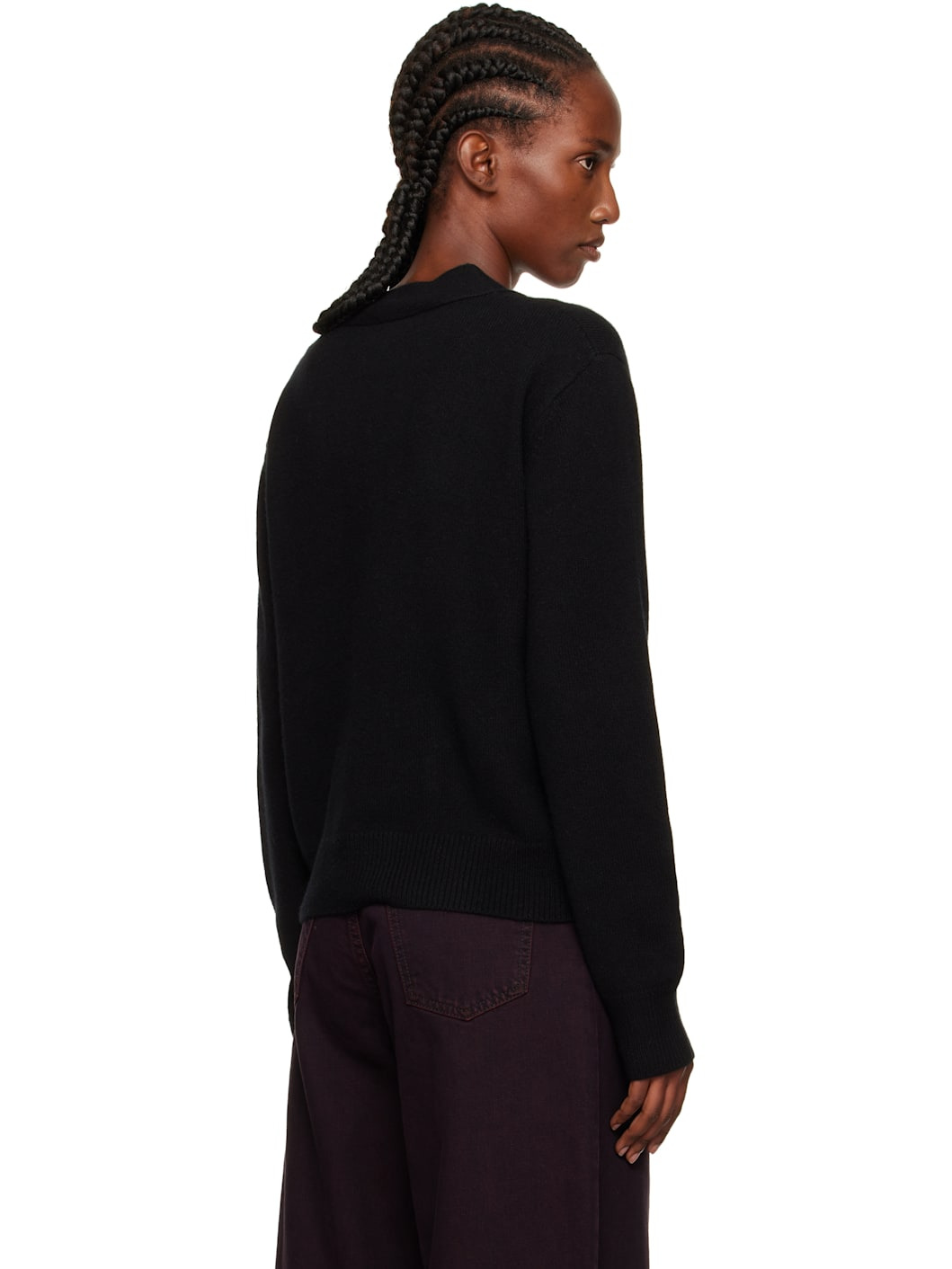 Black Pocket Logo Knit Cardigan - 3