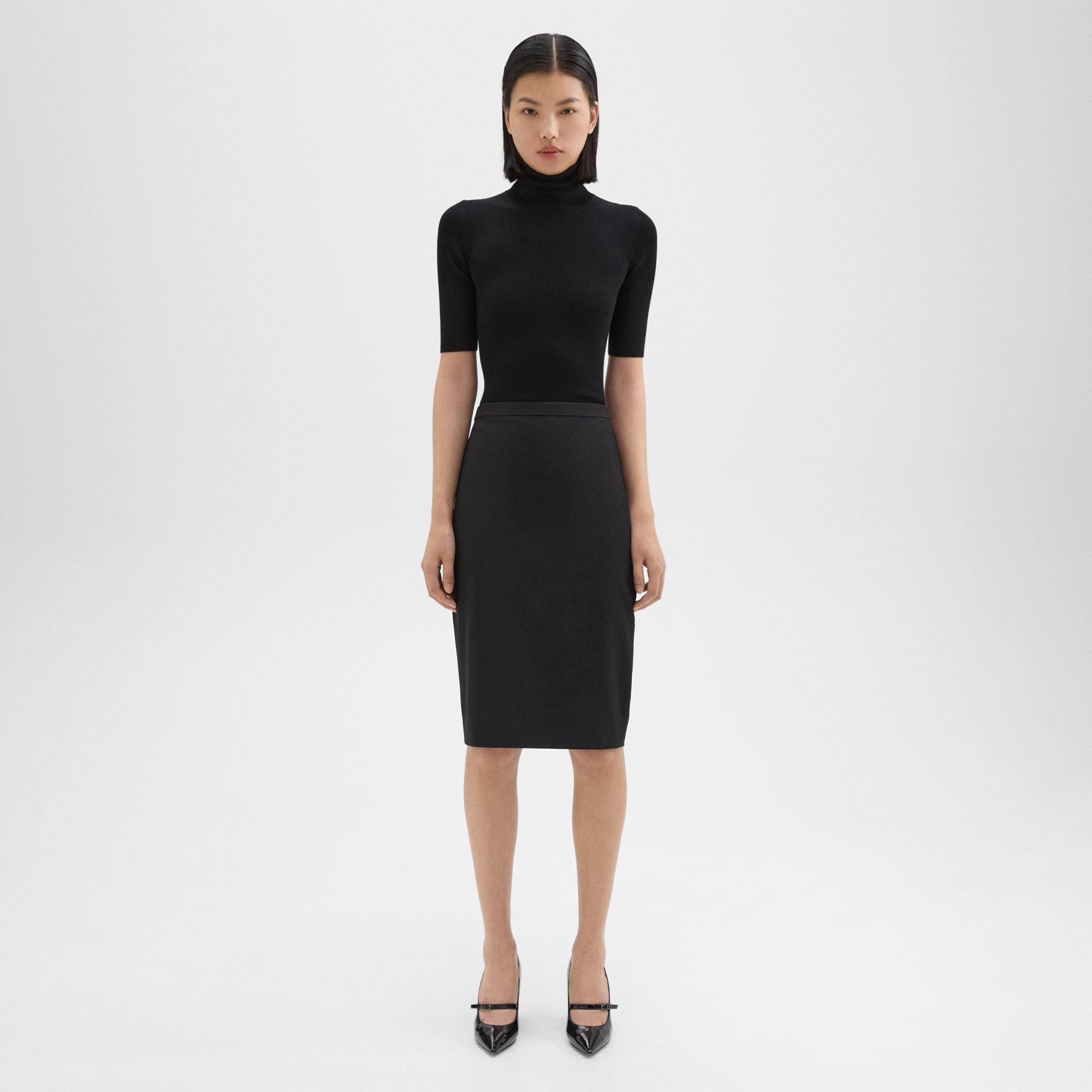 Slim Pencil Skirt in Stretch Wool - 2