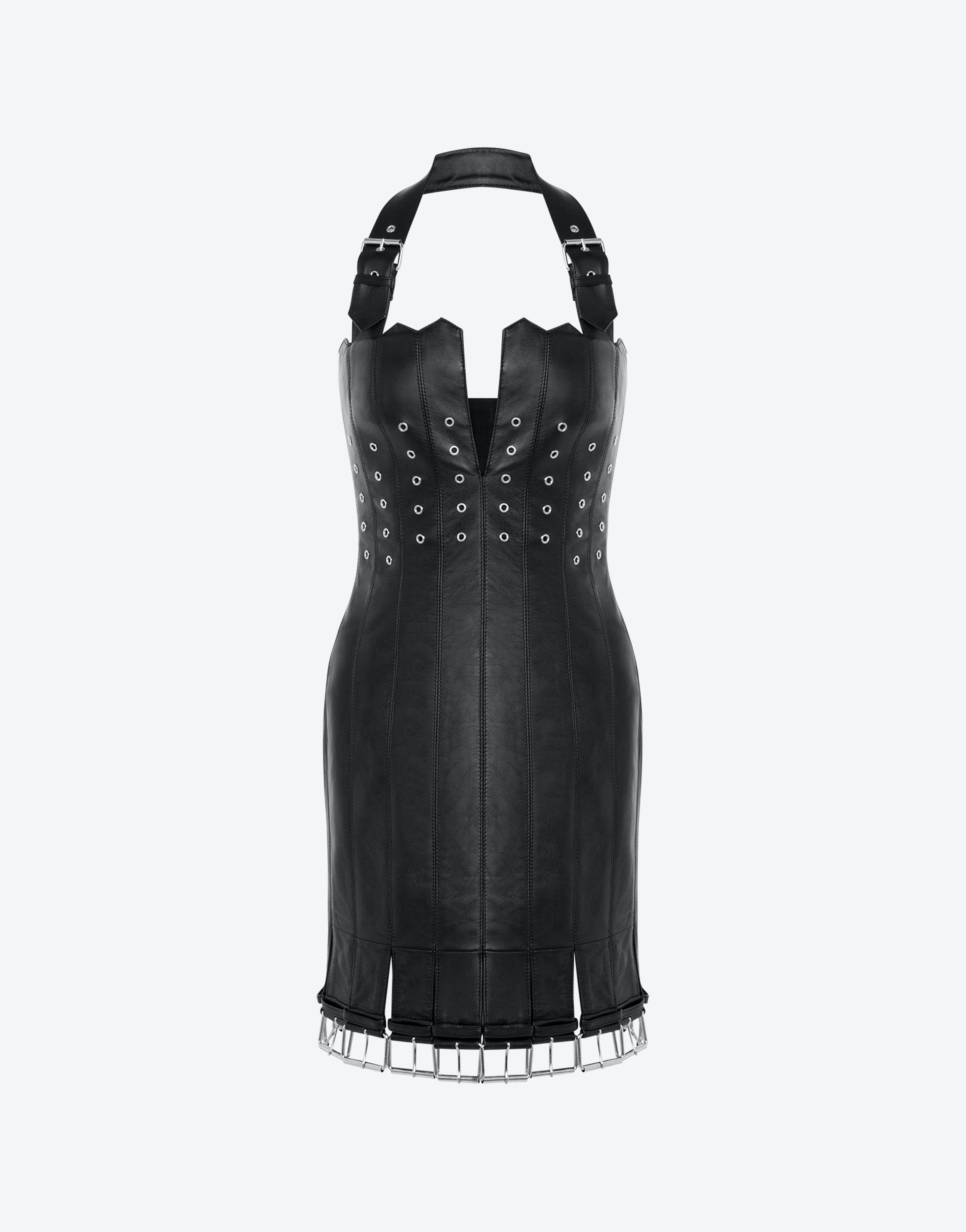 BIKER DETAILS NAPPA LEATHER DRESS - 1