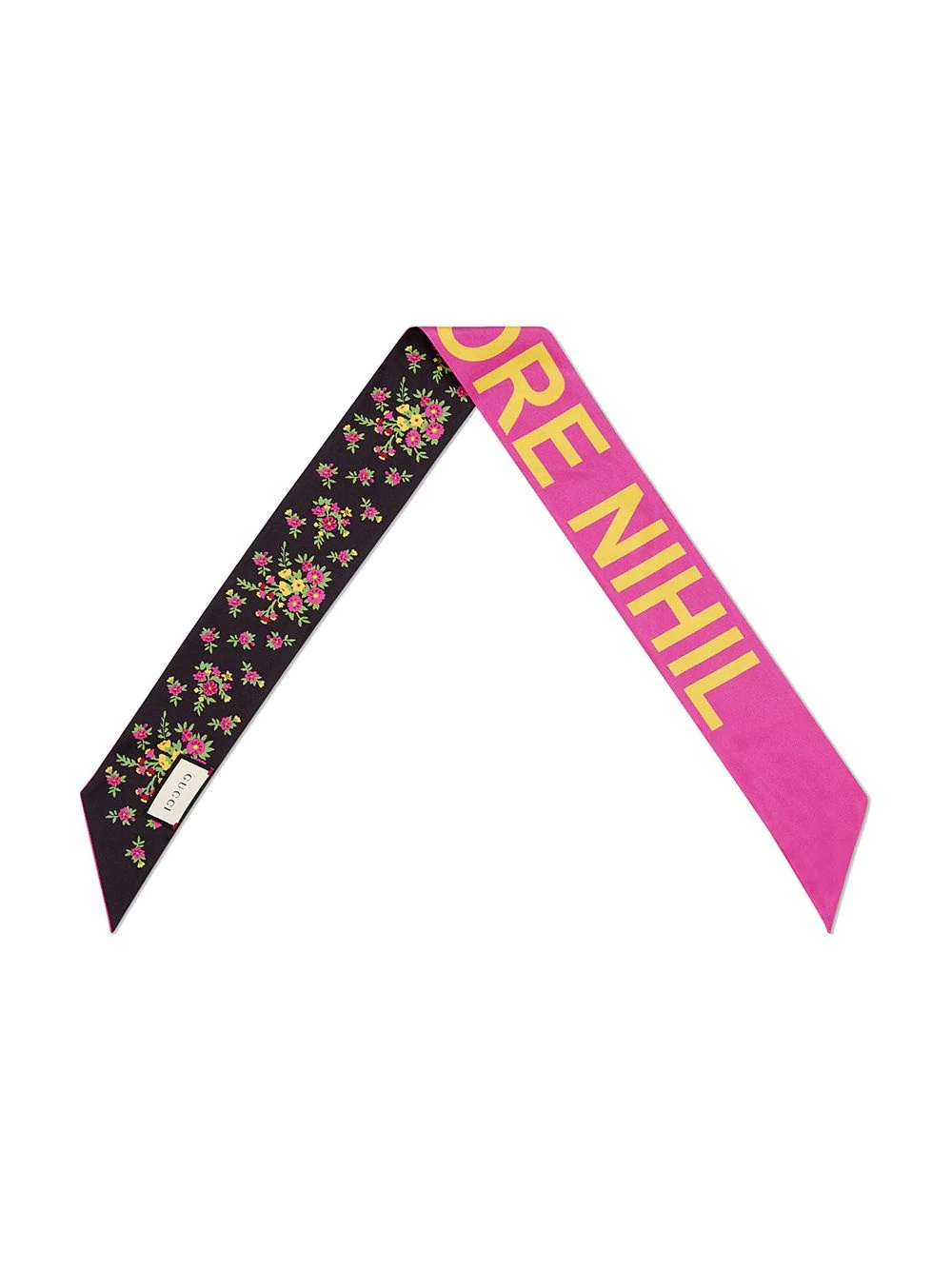 "Sine Amore Nihil" print silk neck bow - 3