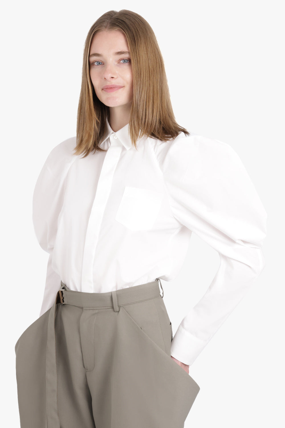 L/S SHIRT WITH BALLOON SLEEVE DETAIL | OFF WHITE - 7