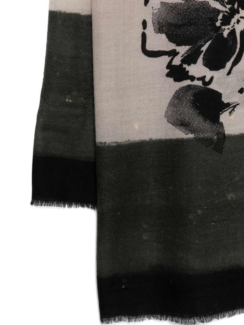 floral-print fringed scarf - 3