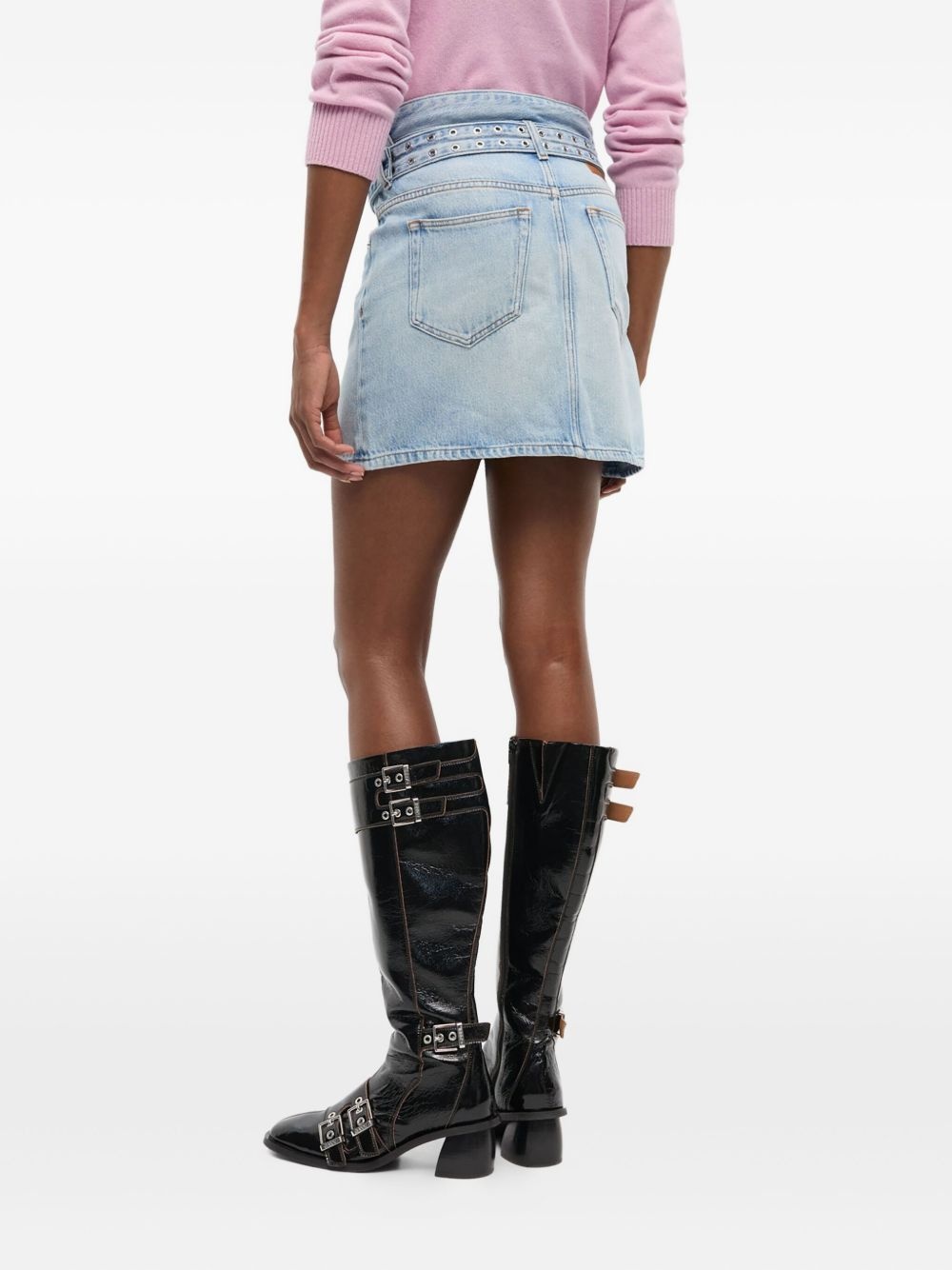 belted denim skirt - 4