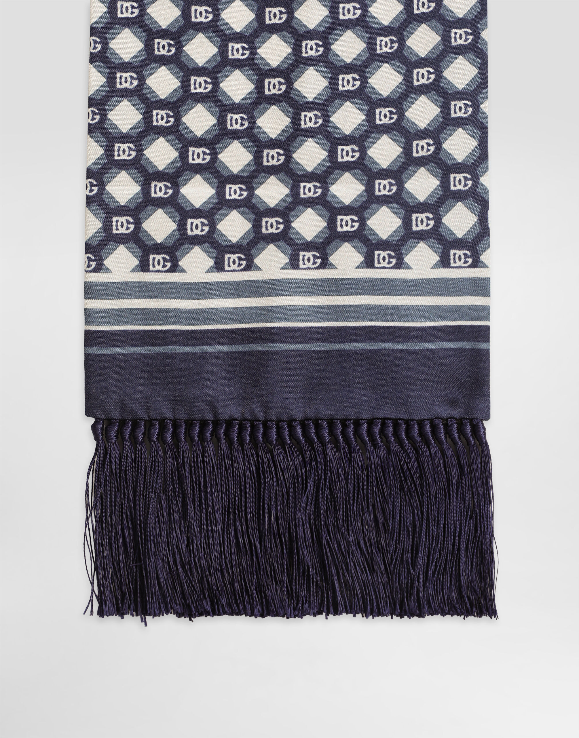 Silk twill scarf with micro-design and logo - 2