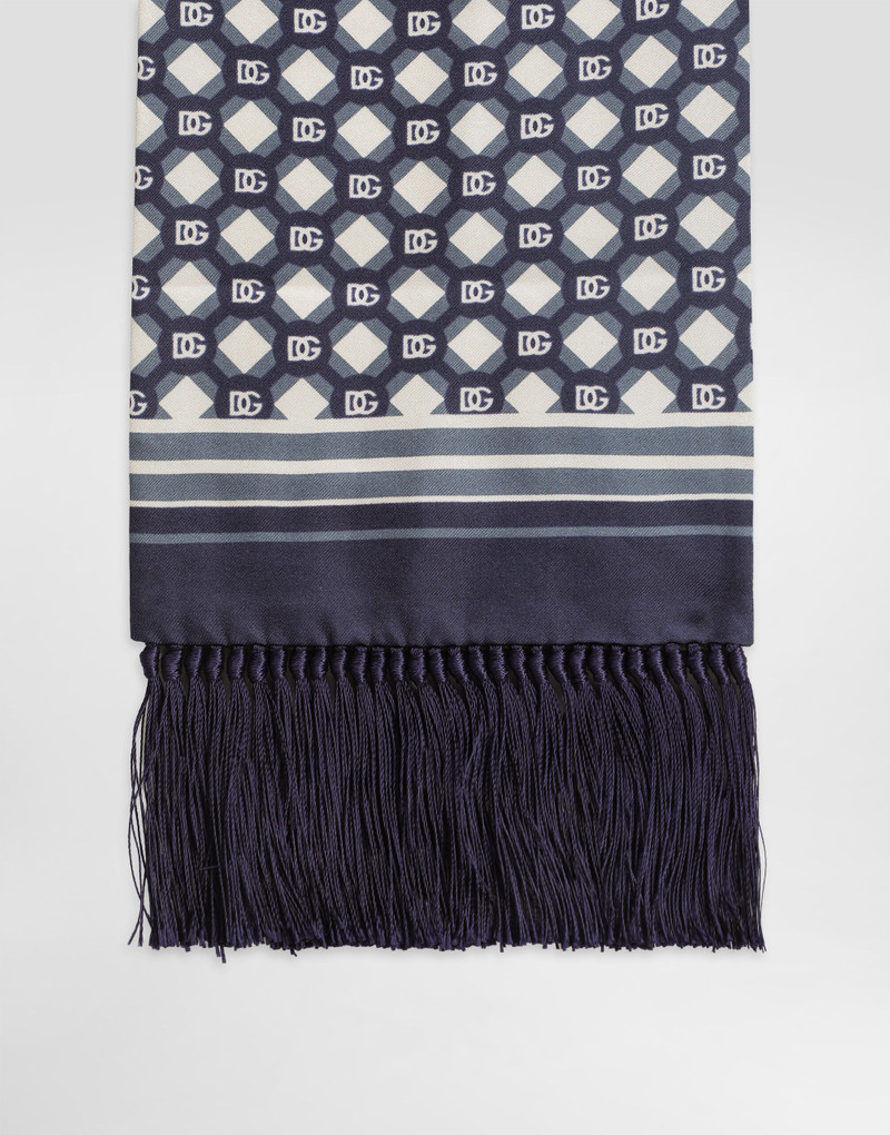 Dolce & Gabbana Silk twill scarf with micro-design and logo outlook