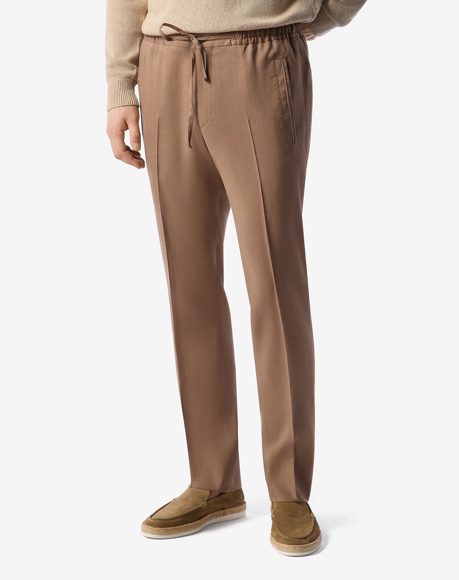 Beige linen, wool and mohair trousers - 3