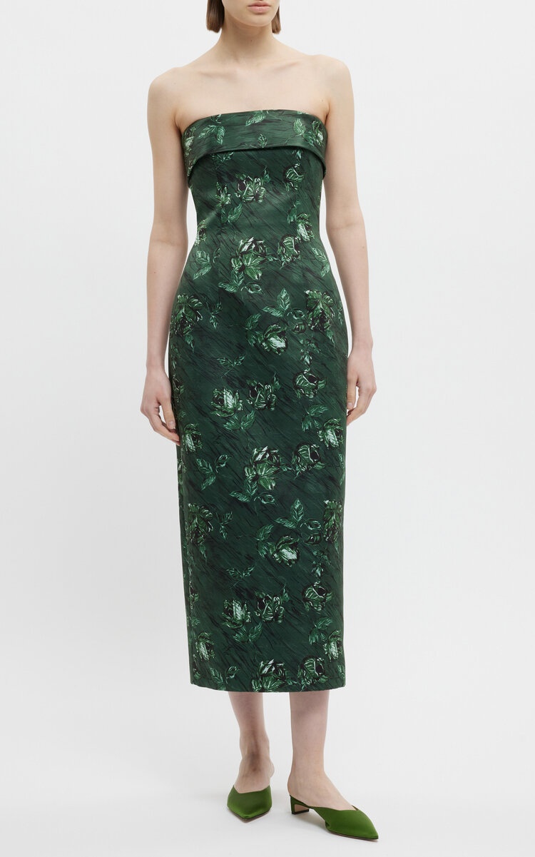 Keeley Floral Taffeta Midi Dress green - 1