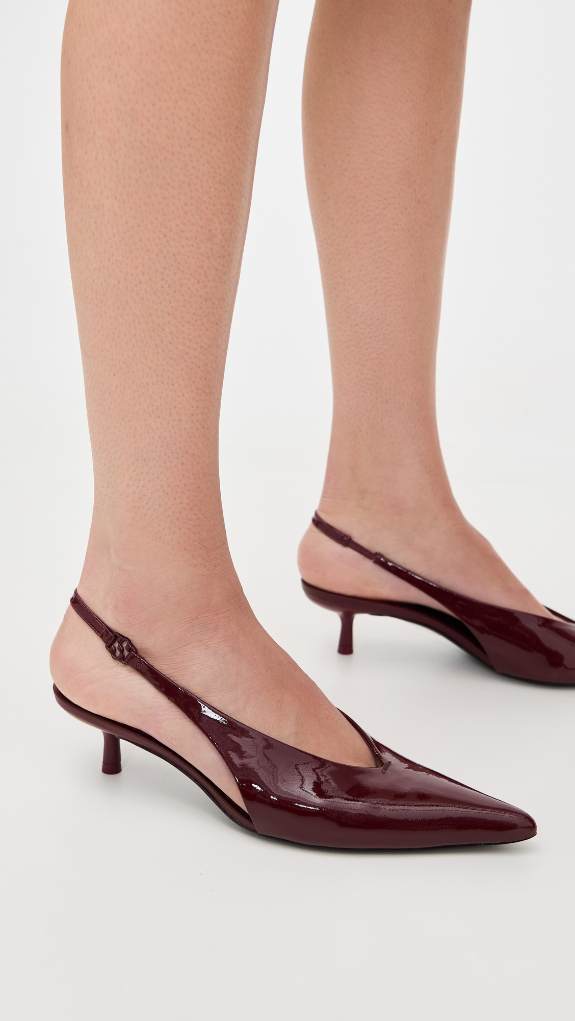 Sylvie Patent Leather Slingback Kitten Heels - 2