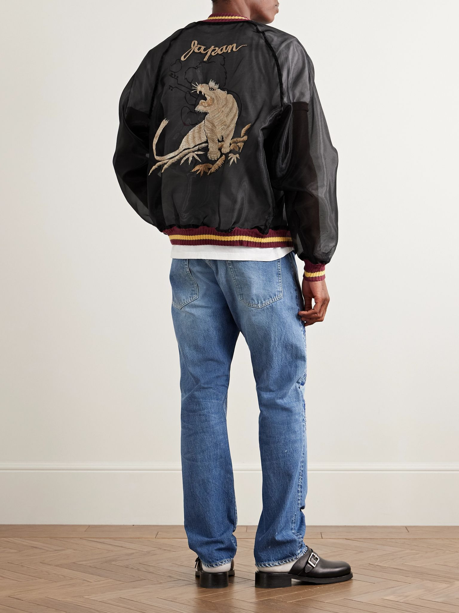 Souvenir Embroidered Organza Bomber Jacket Black - 2