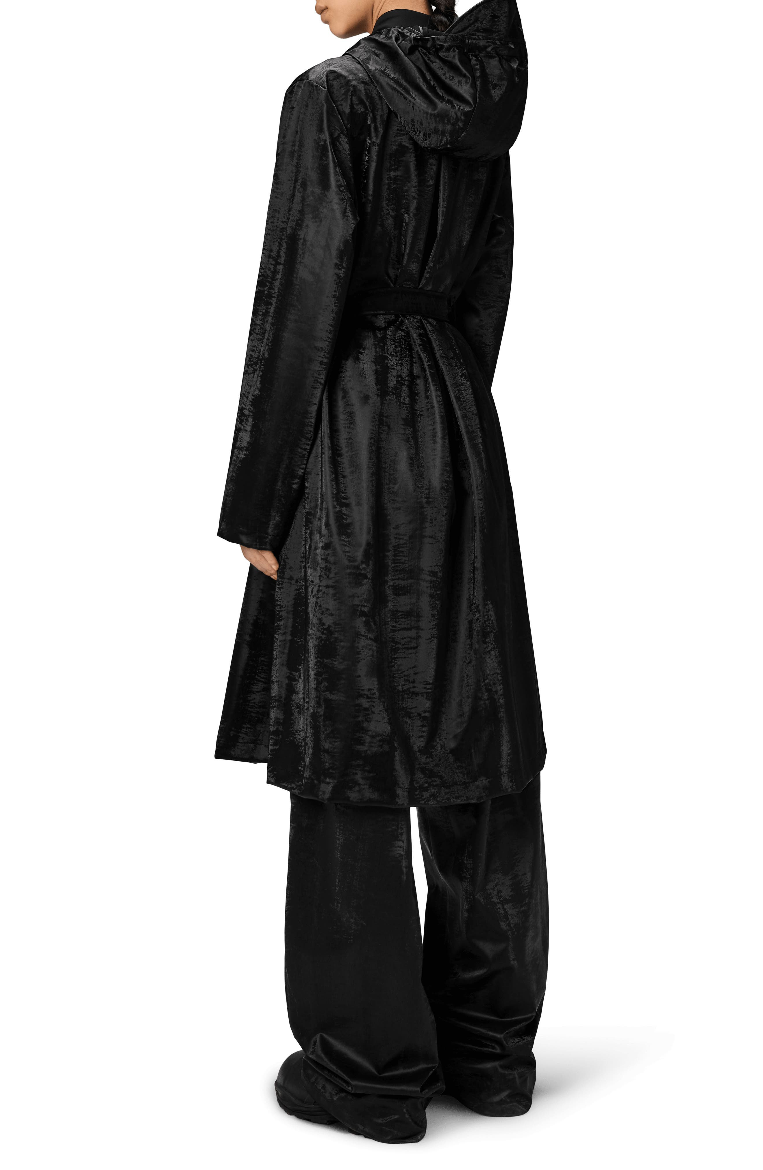 Rains Waterproof A-Line Long Raincoat in Coal at Nordstrom - 2