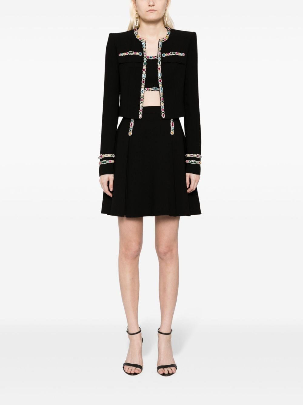 crystal-embellished cady cropped jacket - 2